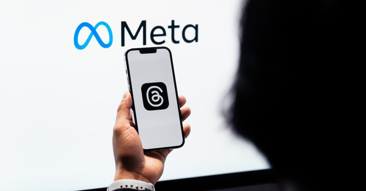 logo of Meta and a person looking at the phone