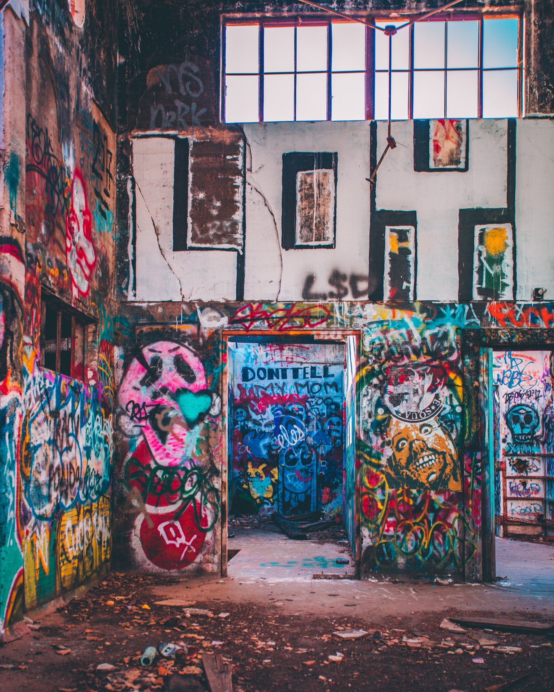 A building covered in graffiti