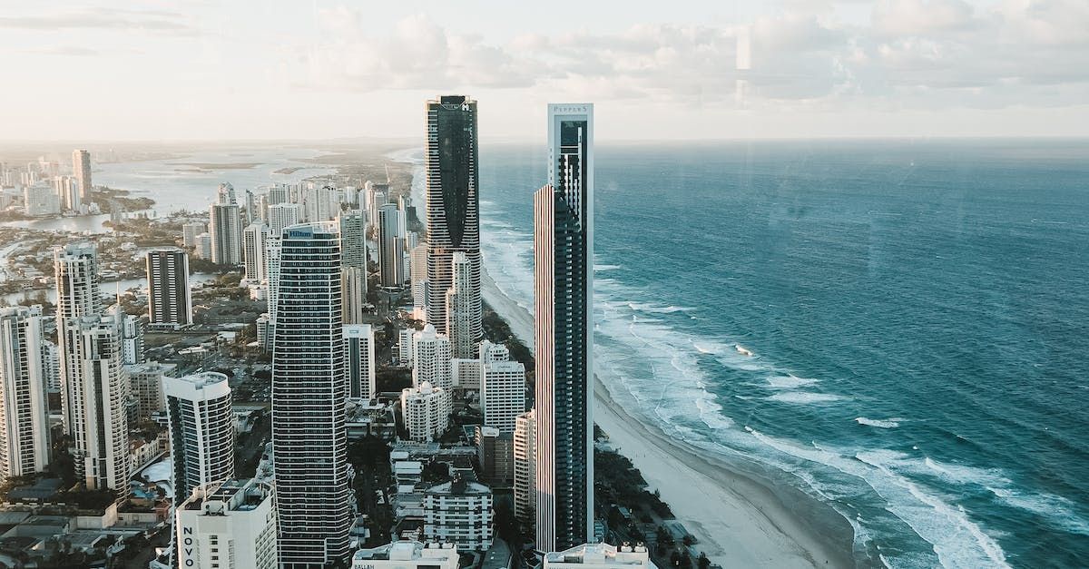 The view of Gold Coast from SkyPoint Observation Deck in Gold Coast, Australia.