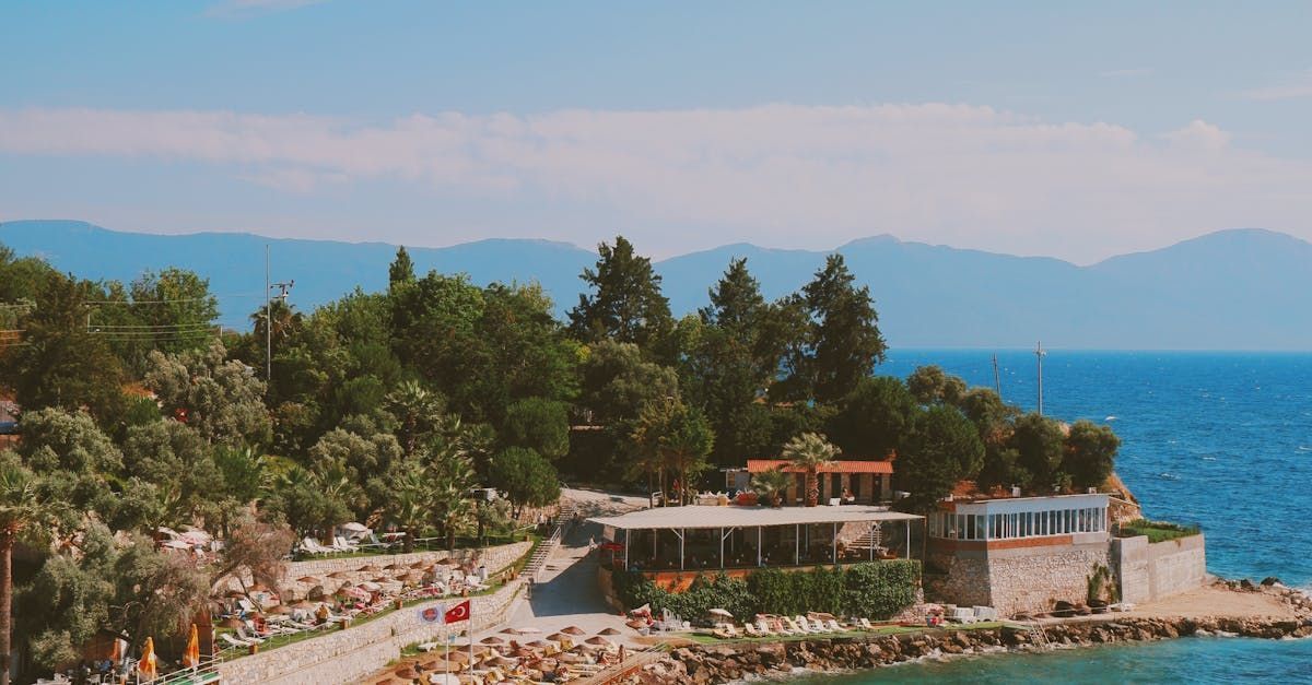 Aerial view of Green Beach in Kusadasi, Turkey.