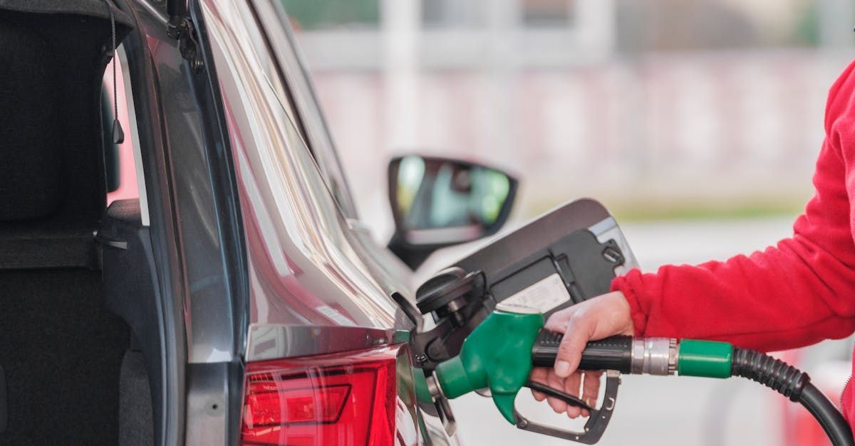 A person is pumping gas into a car at a gas station.