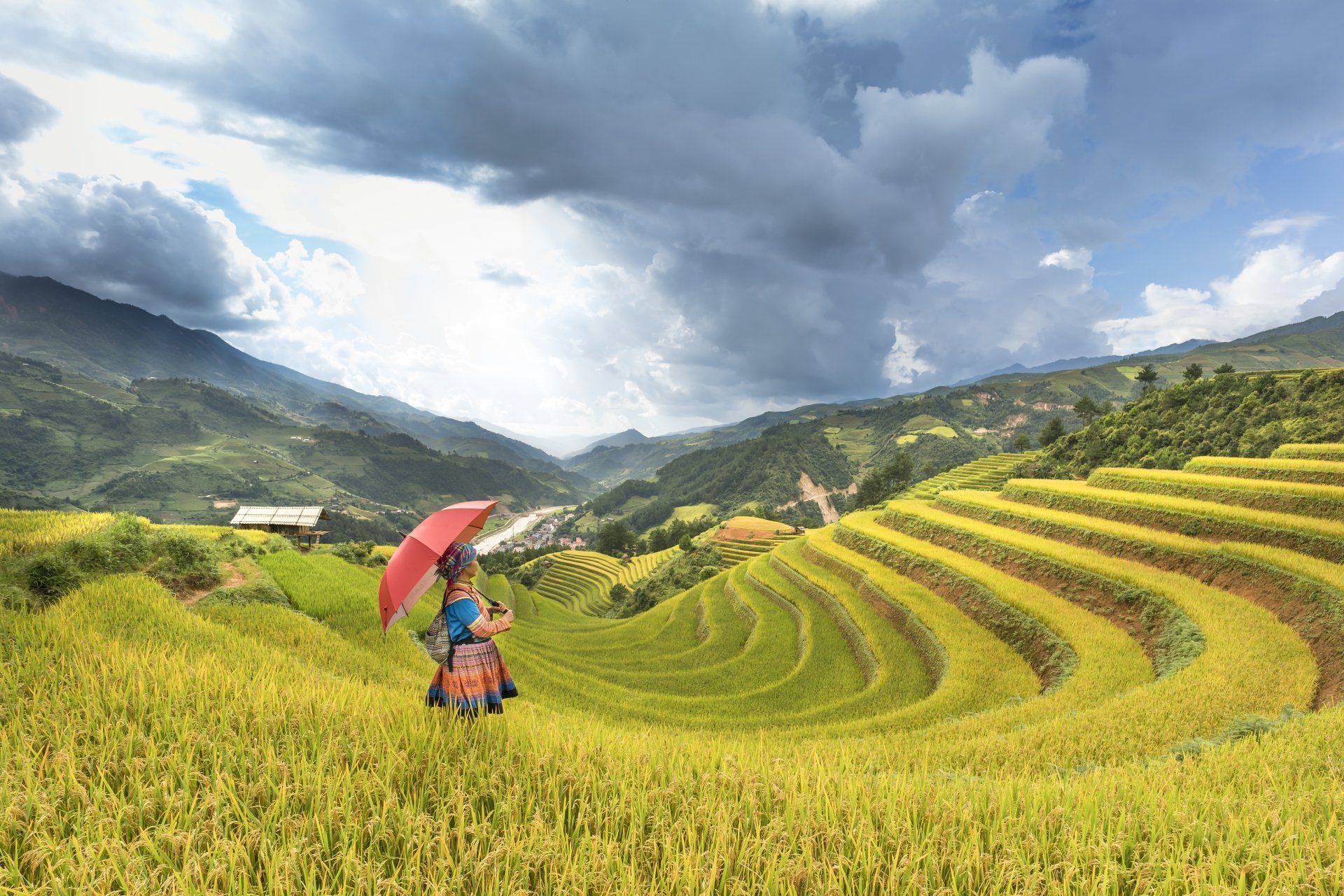 Woman with an Umbrella in Sapa, Vietnam, Asia - Escorted Tours Barter's Travelnet