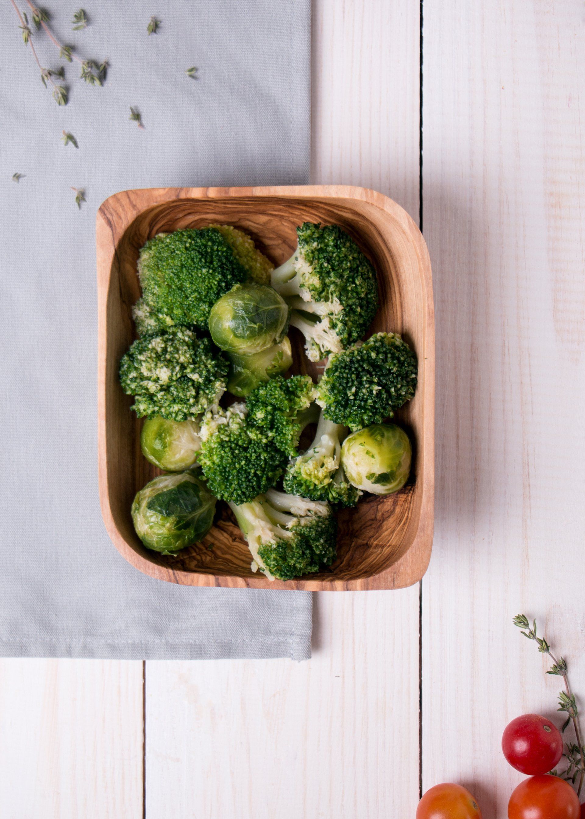 broccoli in a wooden bowl