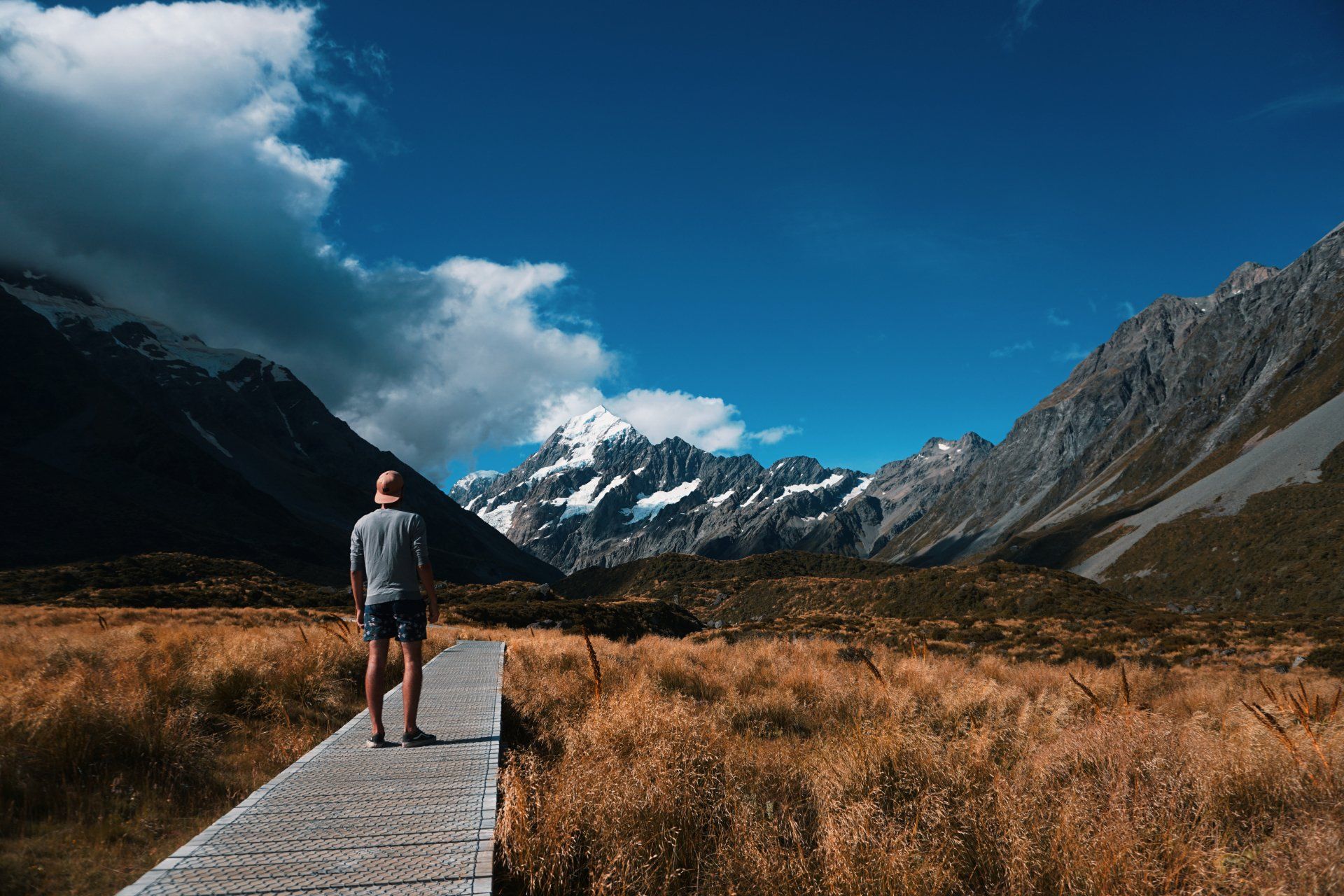 A Man Looking to New Zealand's Aoraki / Mount Cook National Park - Escorted Tours Barter's Travelnet