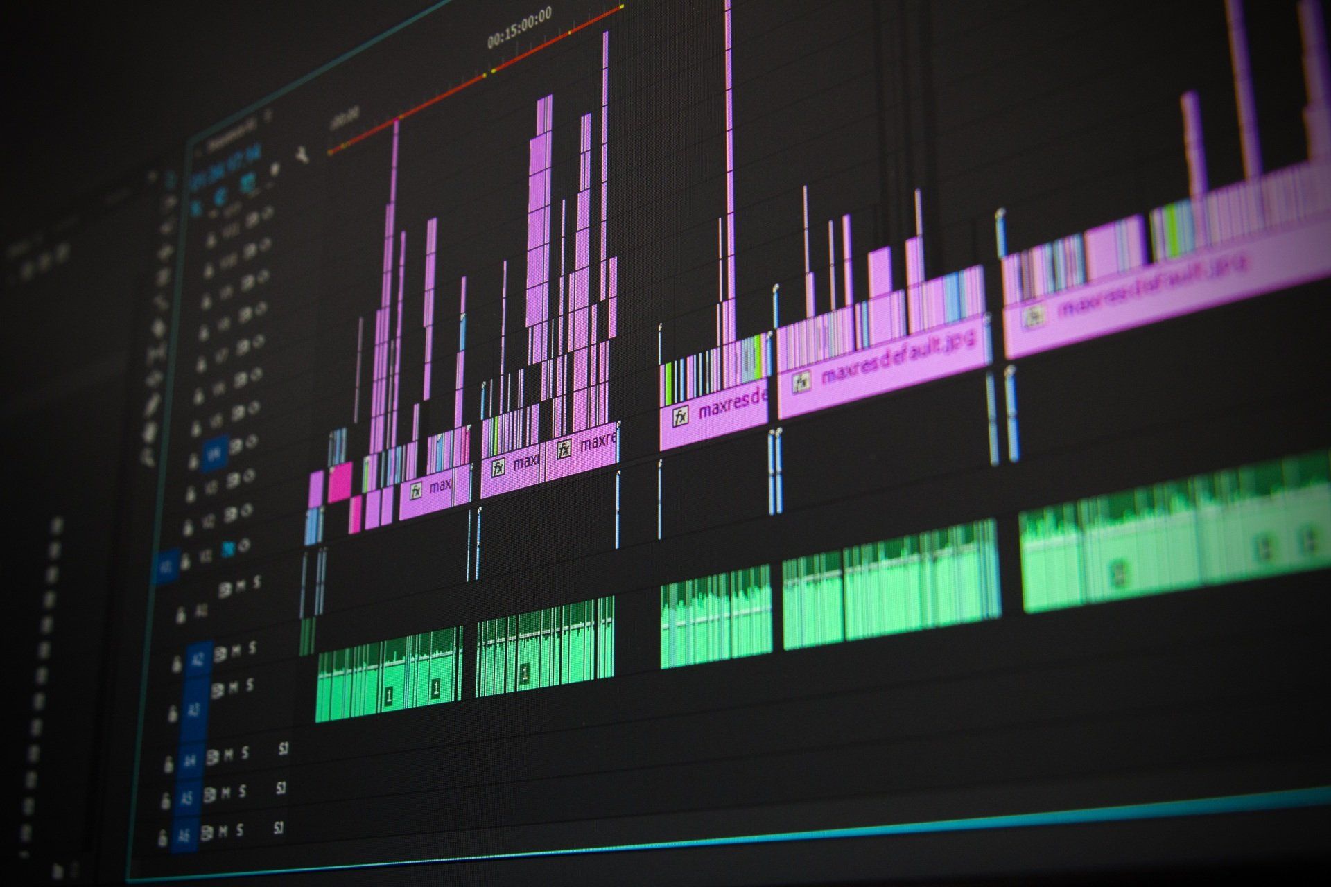 a close up of a computer screen showing a timeline of a video .