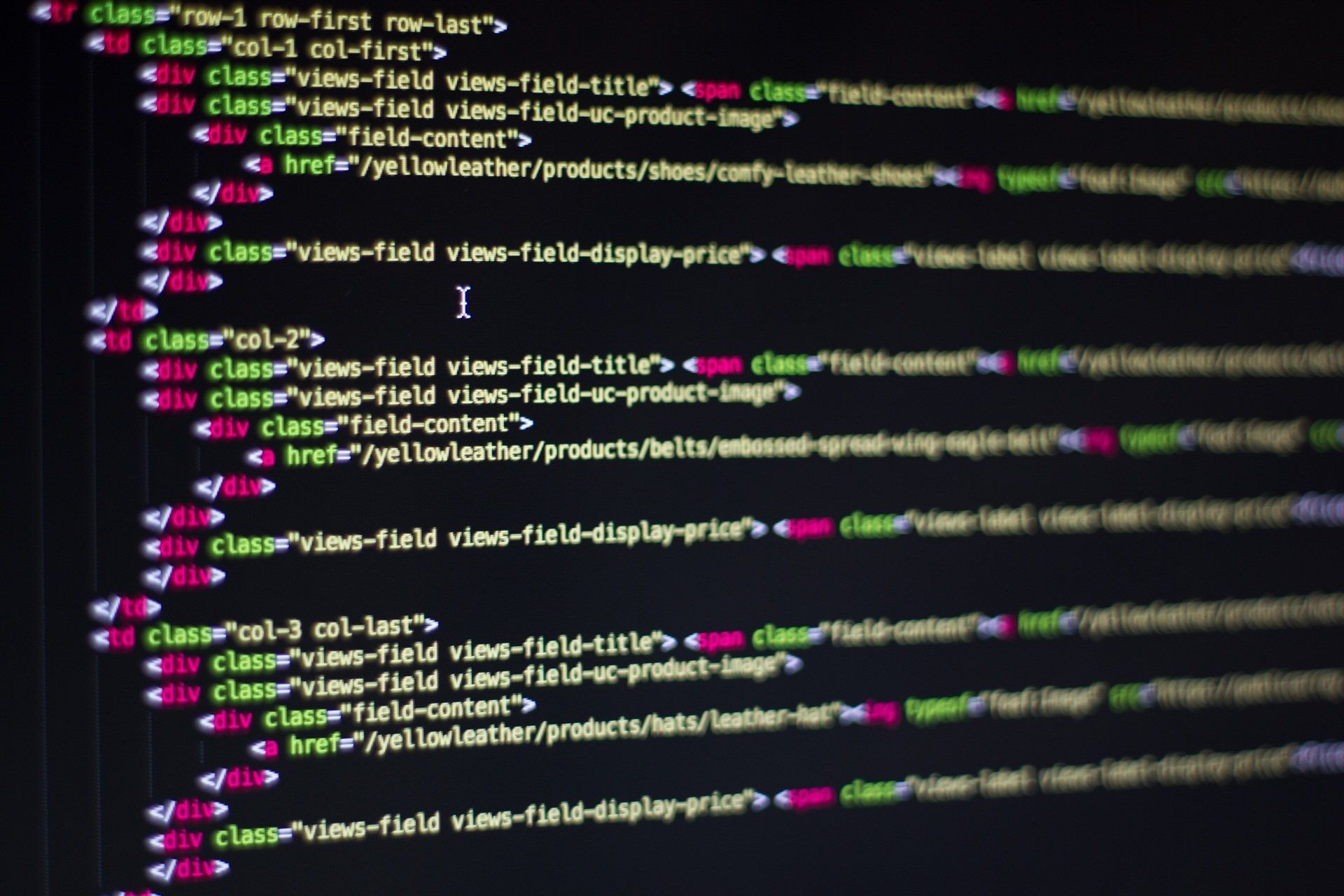 A computer screen shows a bunch of html code