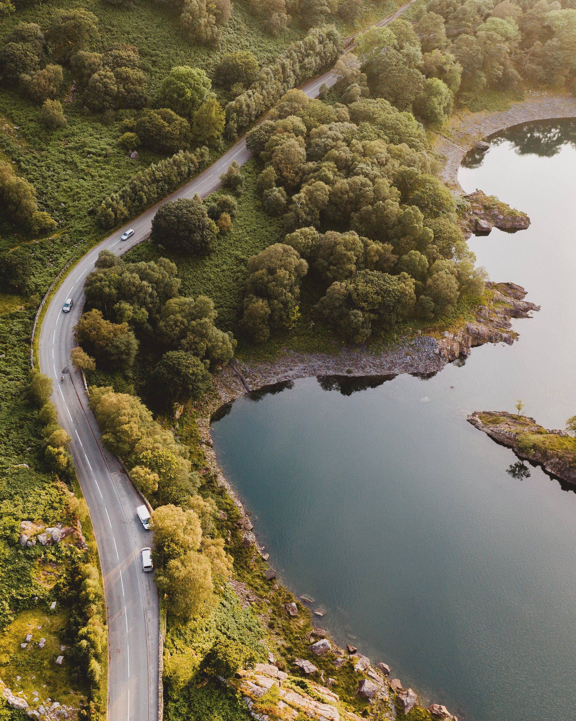 New Hampshire road way with water
