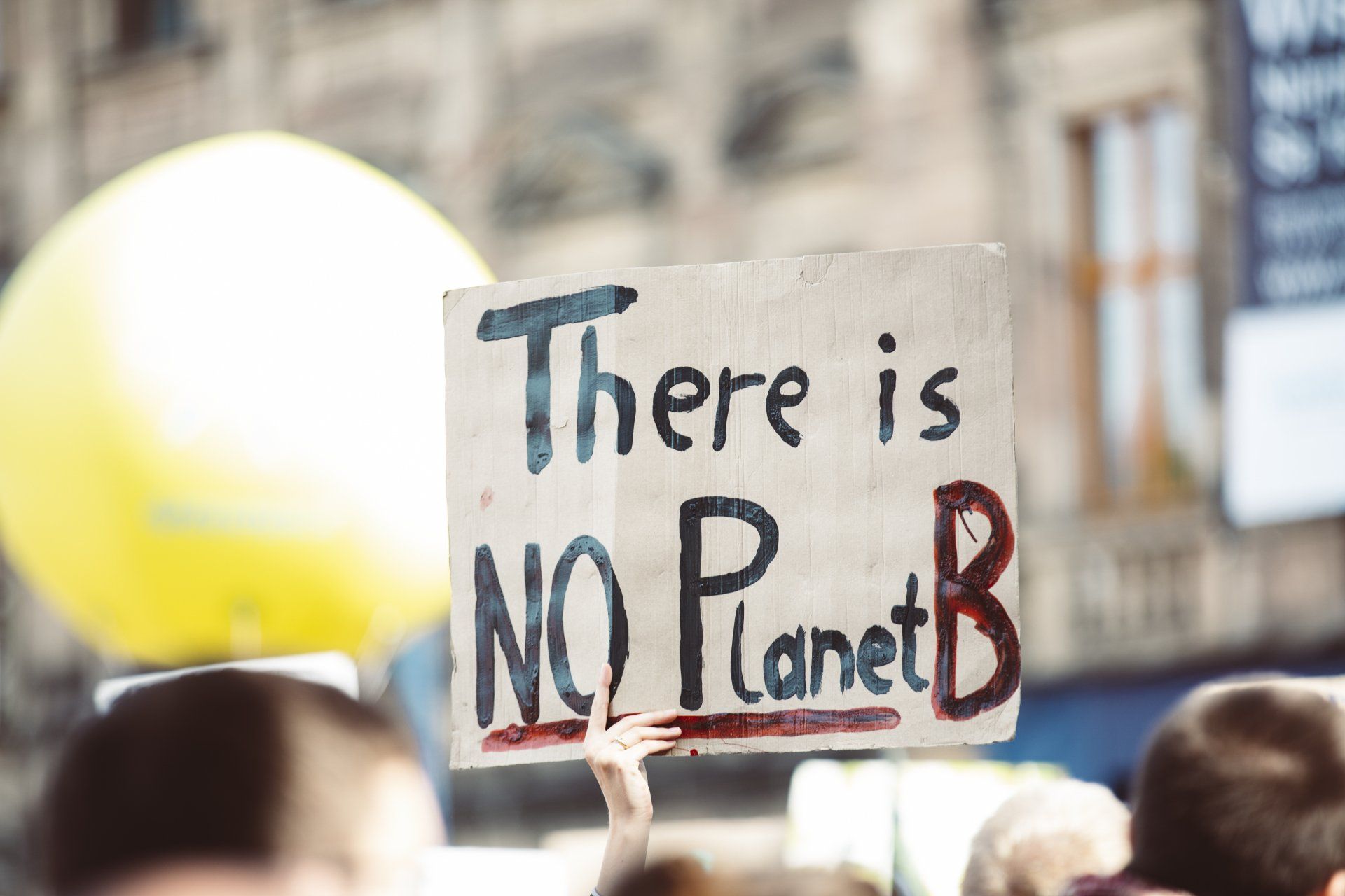 a person holding a sign that says there is no planet b