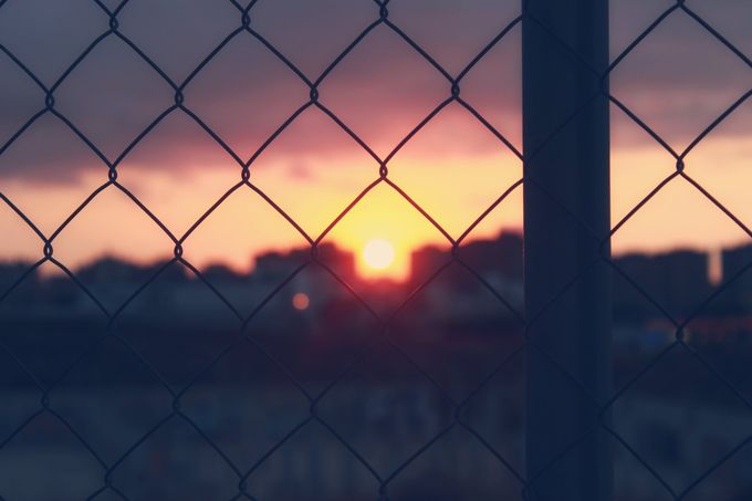 Close up picture of chain link fence.