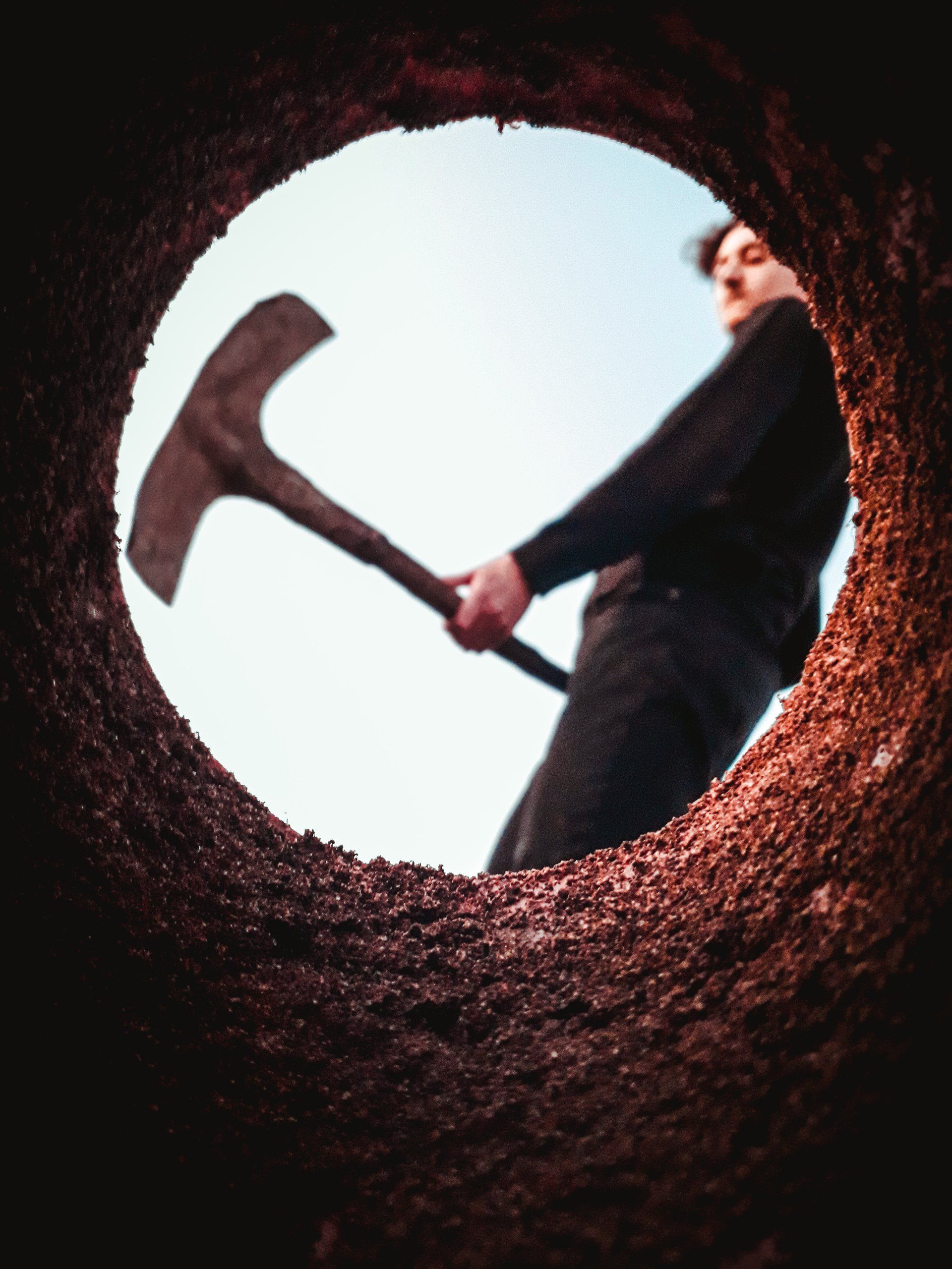 a person digging a hole