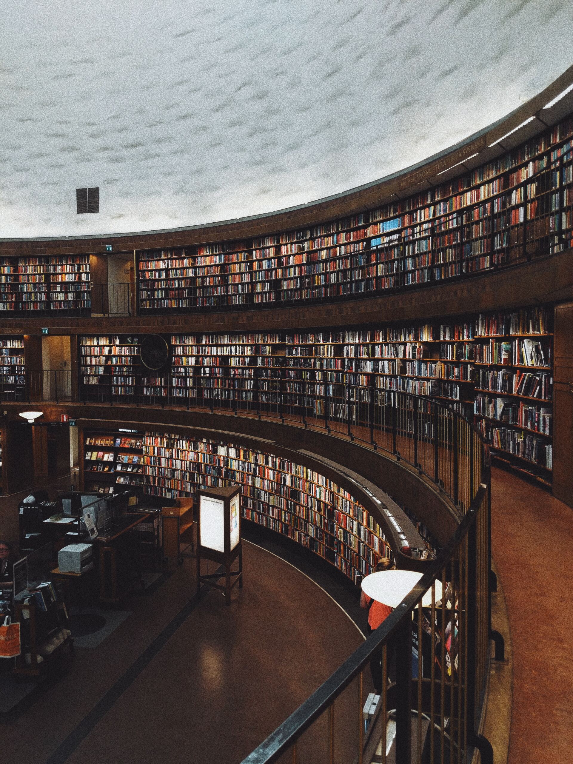 Multiple library shelves