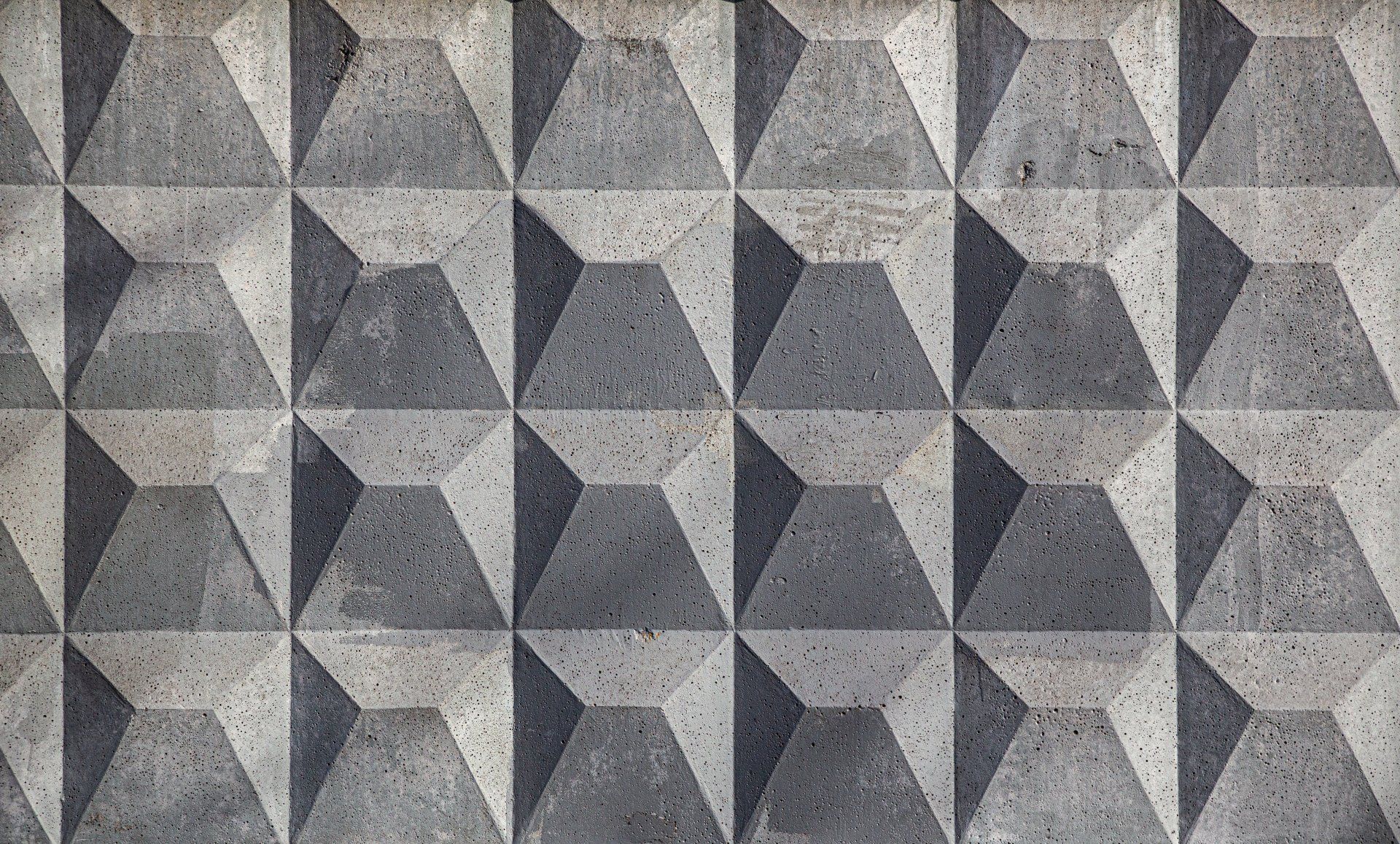 A geometric concrete design similar to pyramids