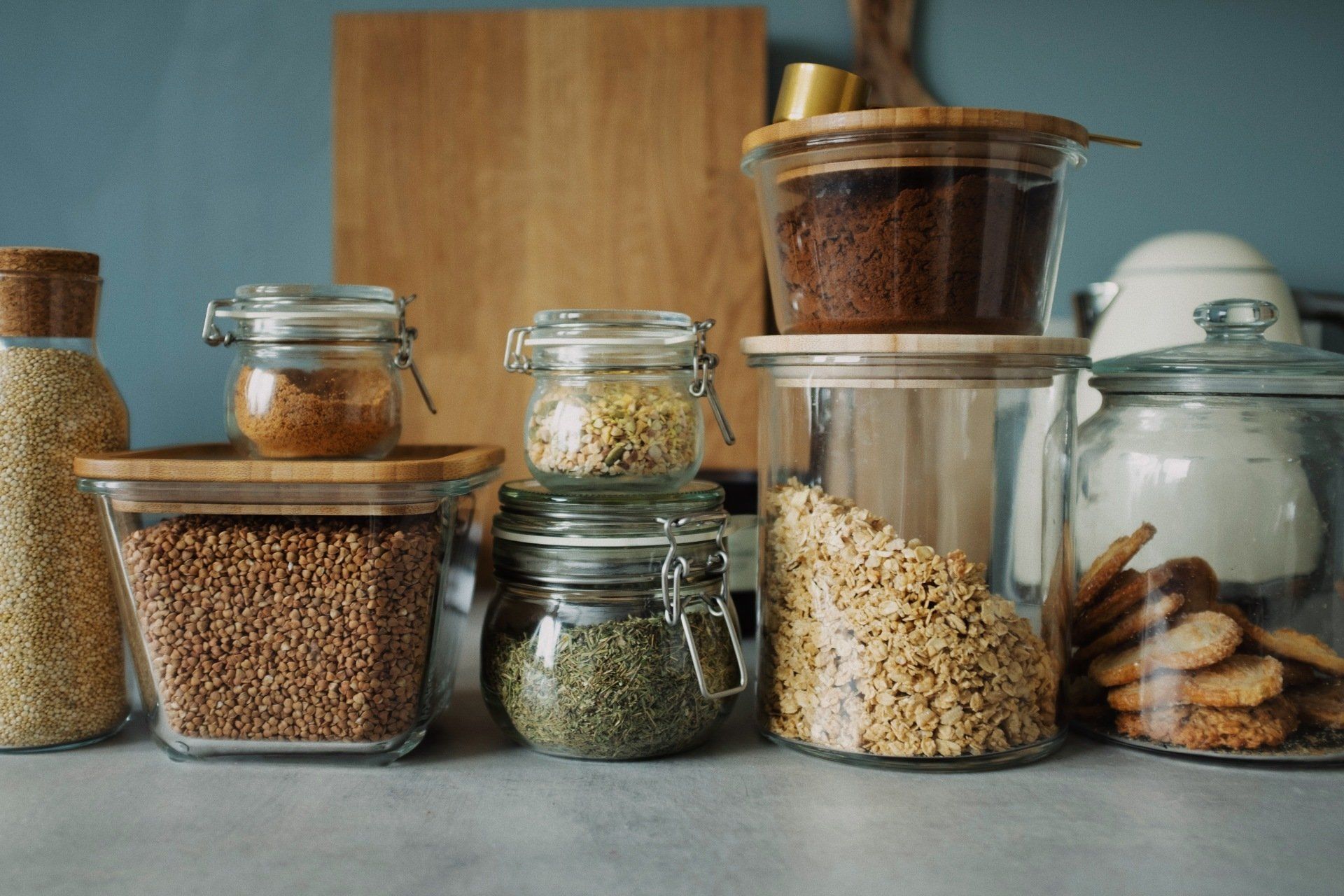 food stored in glass containers