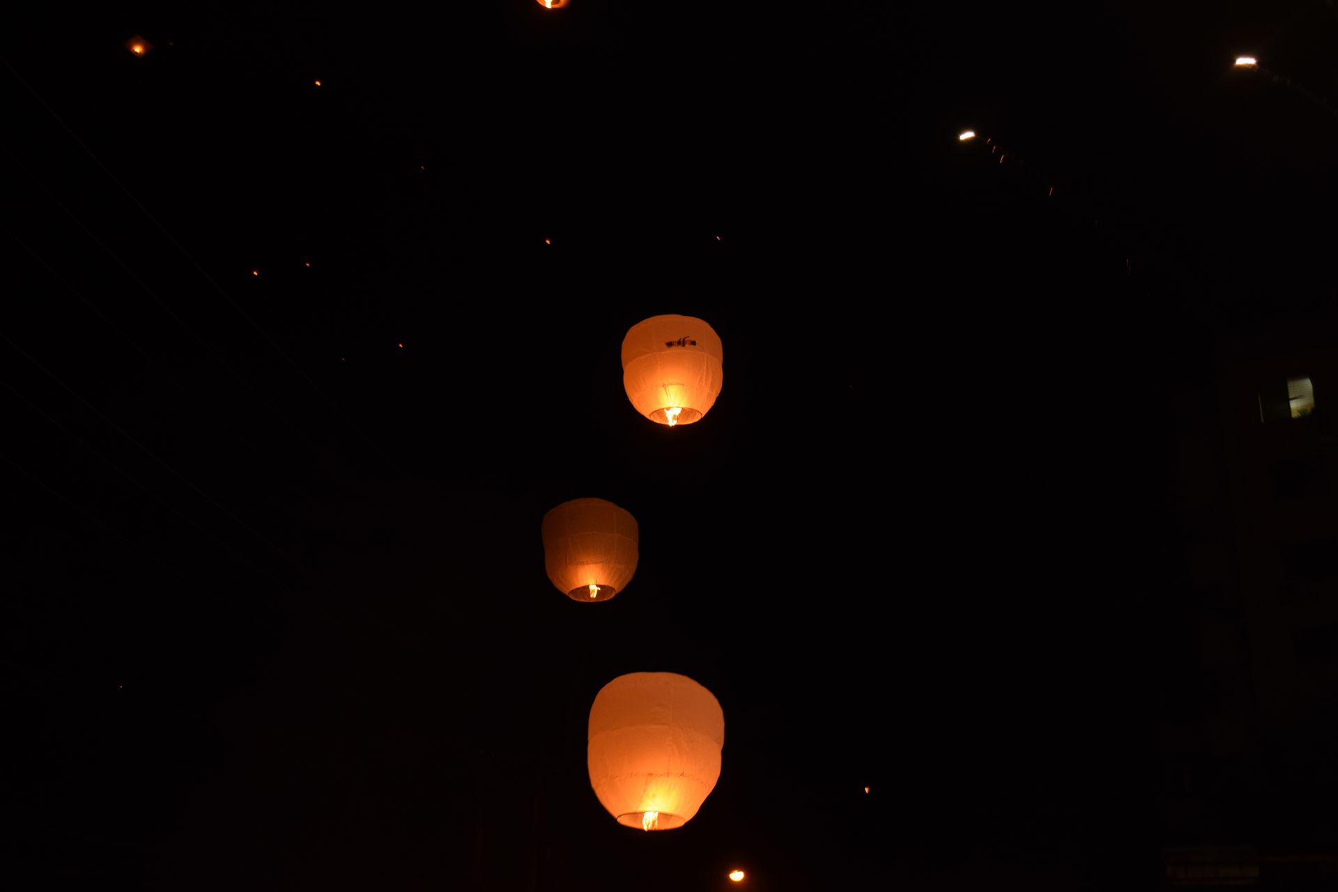 Paper lanterns in the sky