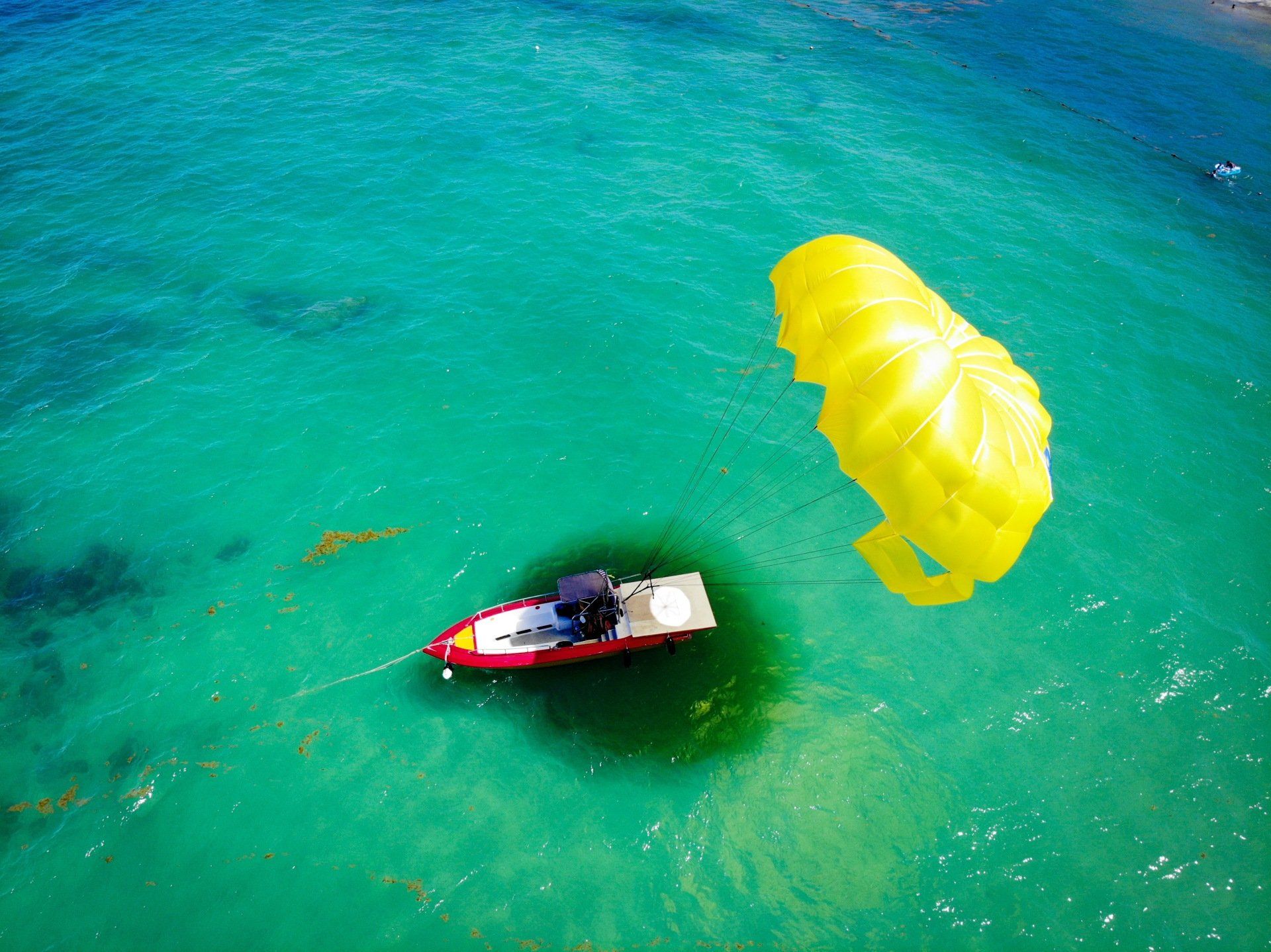 Top view of a parasailing