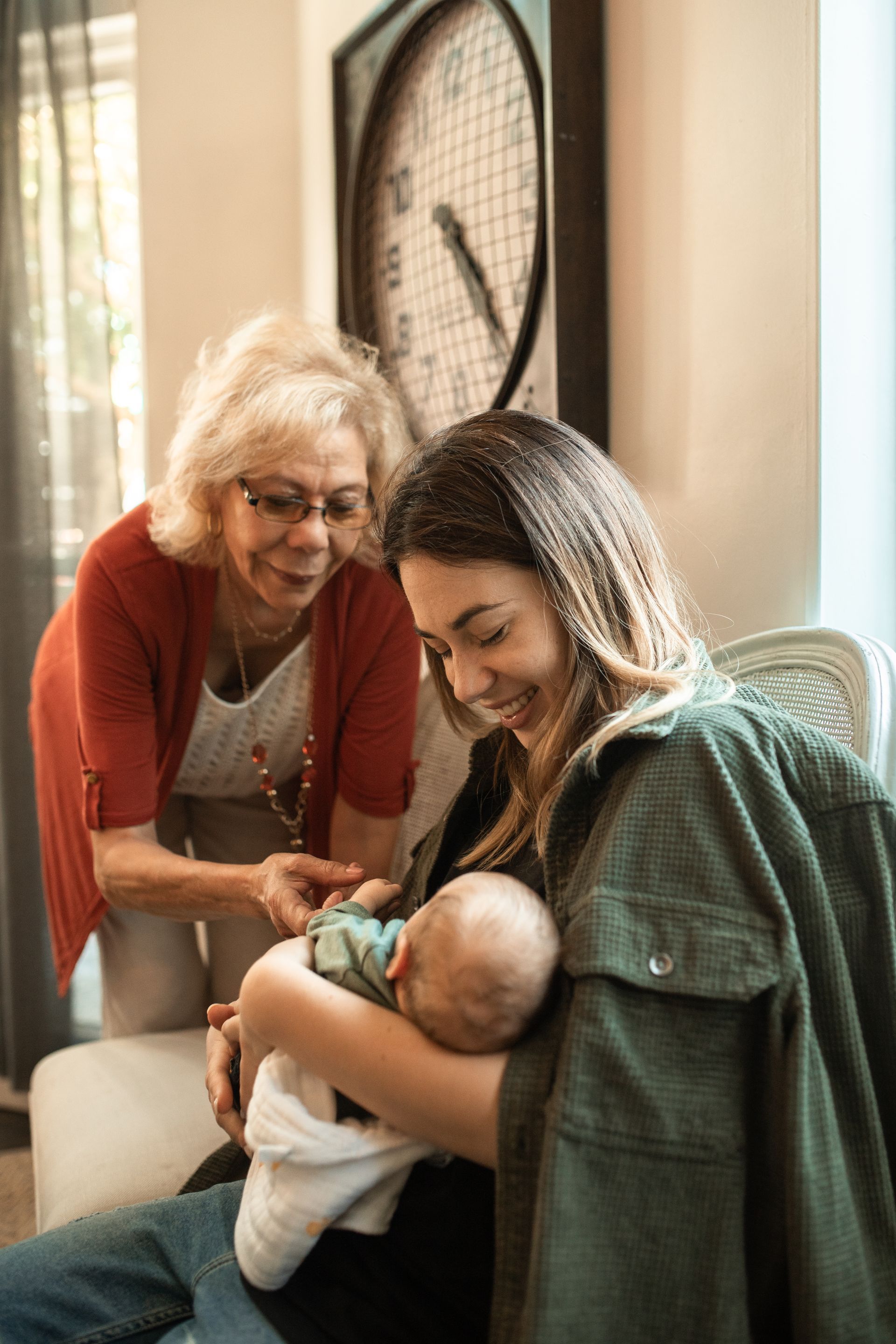 Generational family support during postpartum care with a newborn