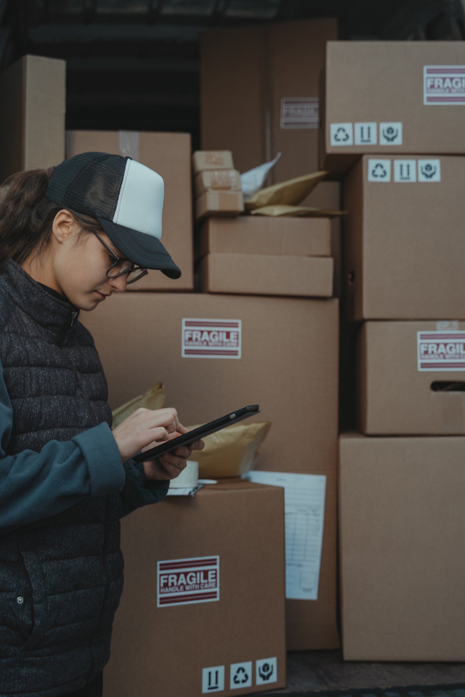 Woman managing inventory