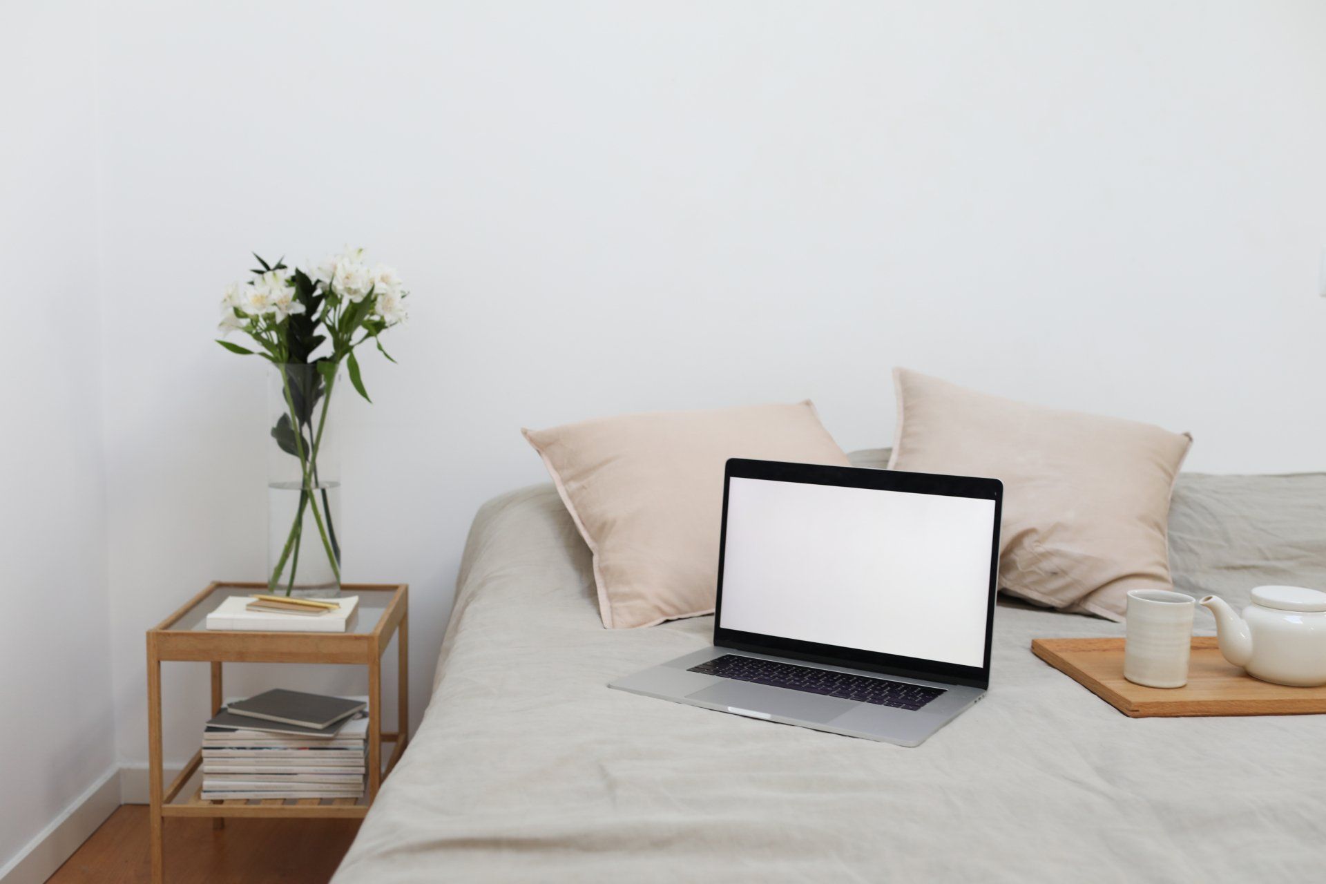 laptop on bed