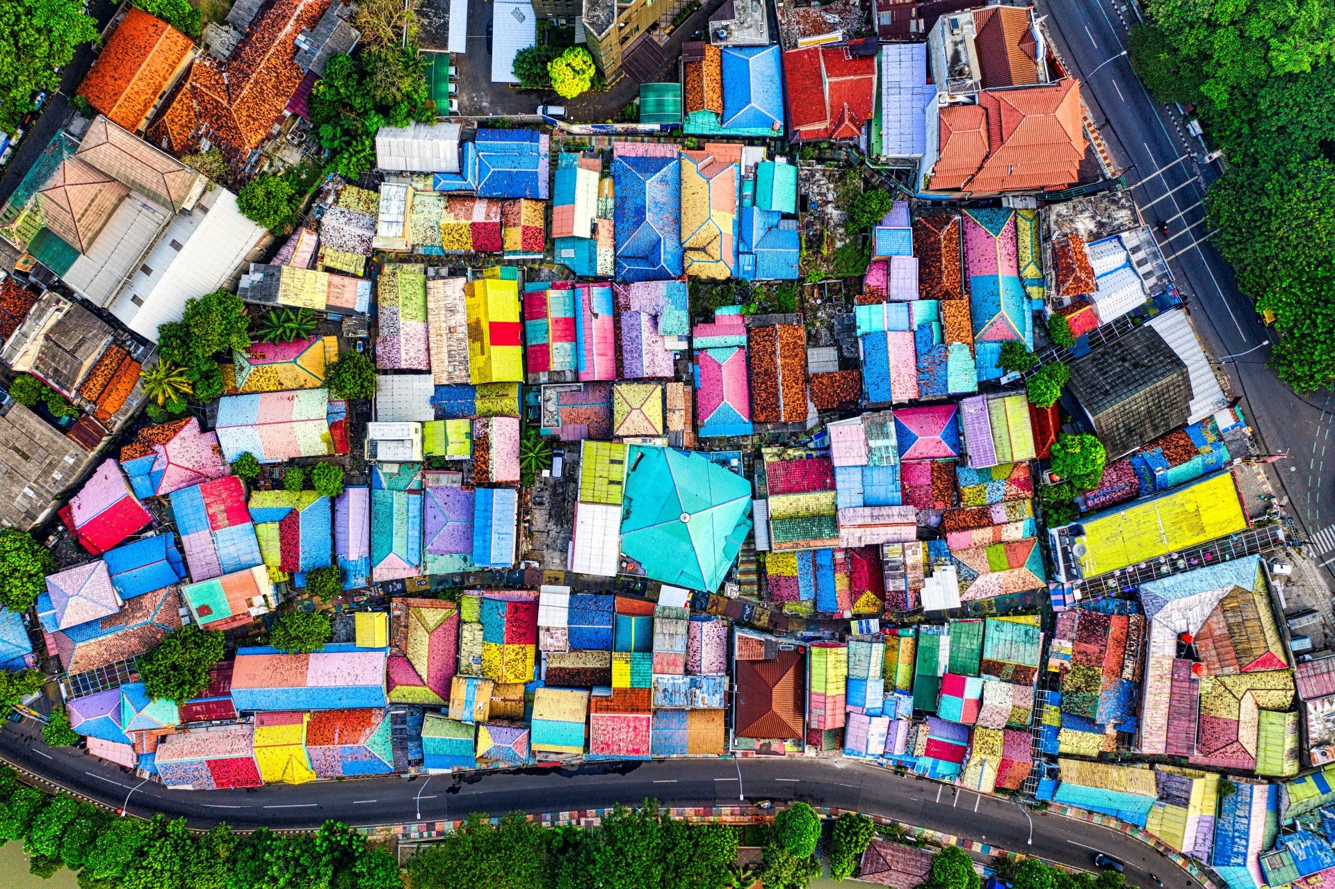 top down drone view