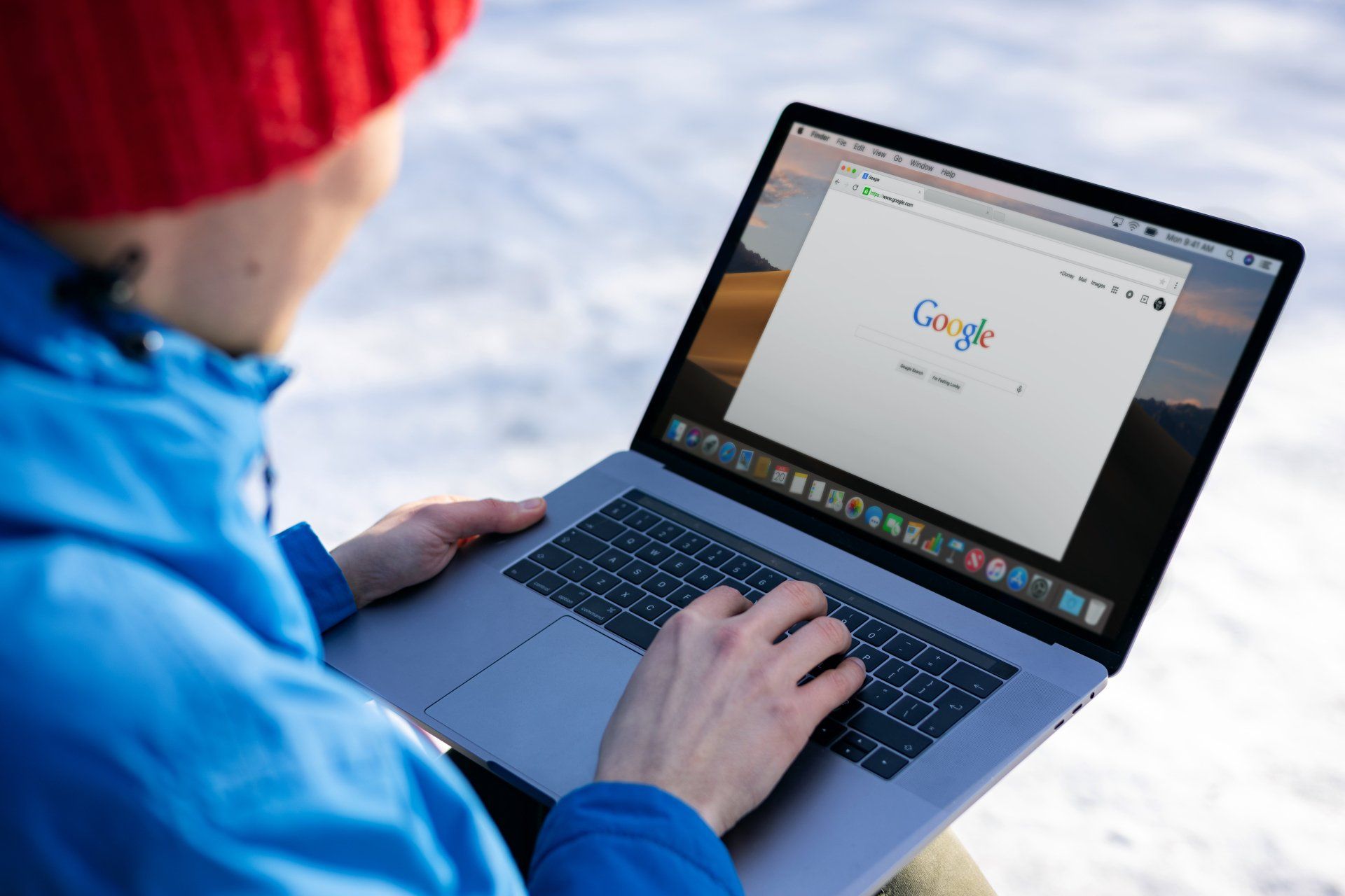 A laptop user showing the Google website | Acorn to Oak Strategies SEO Web Design Knoxville TN google ads 