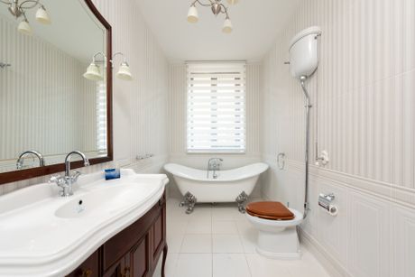 A picture of a new white bathroom installed by plumbers Sheffield