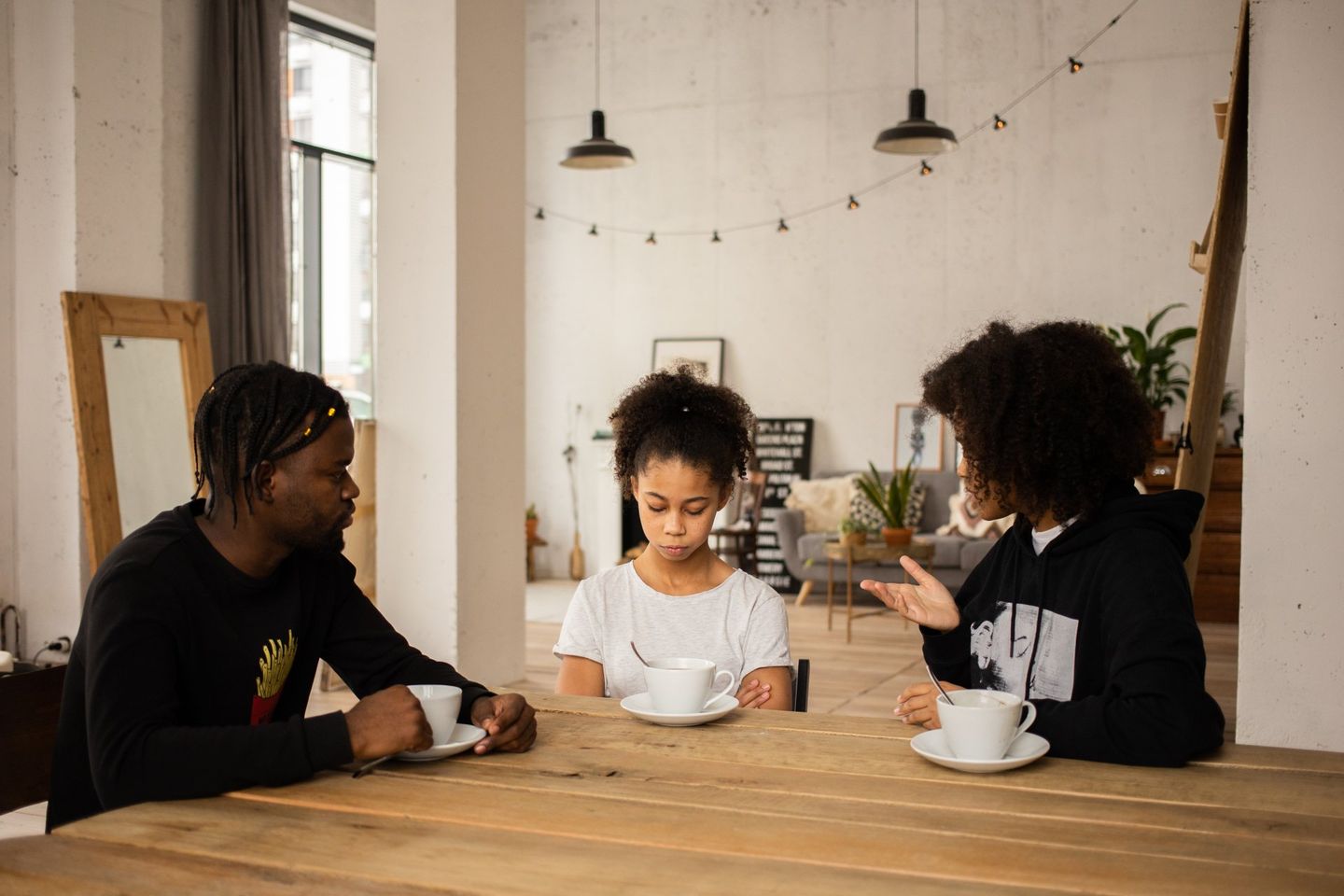 Parents having a conversation with their child