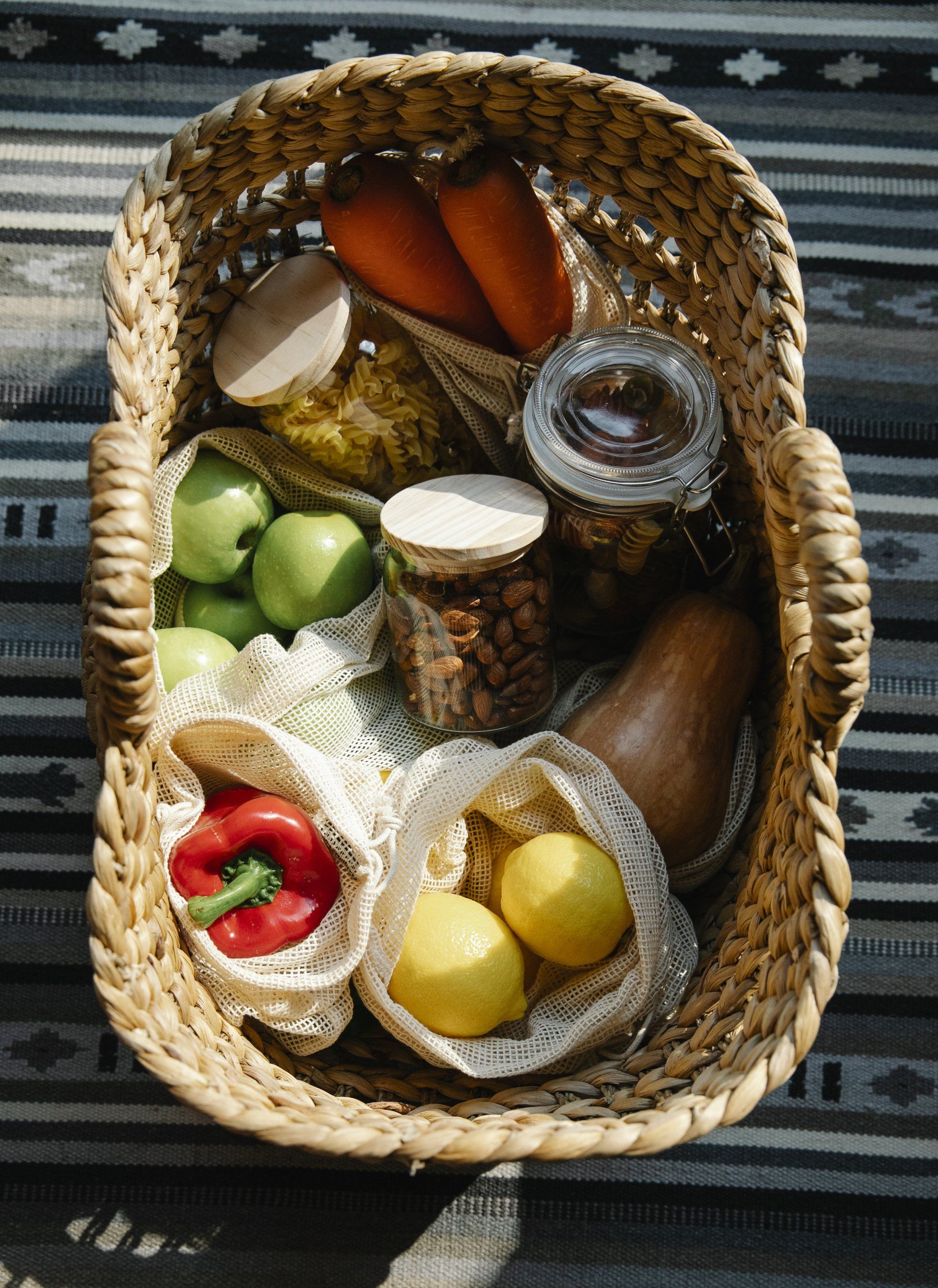 zero waste groceries in basket
