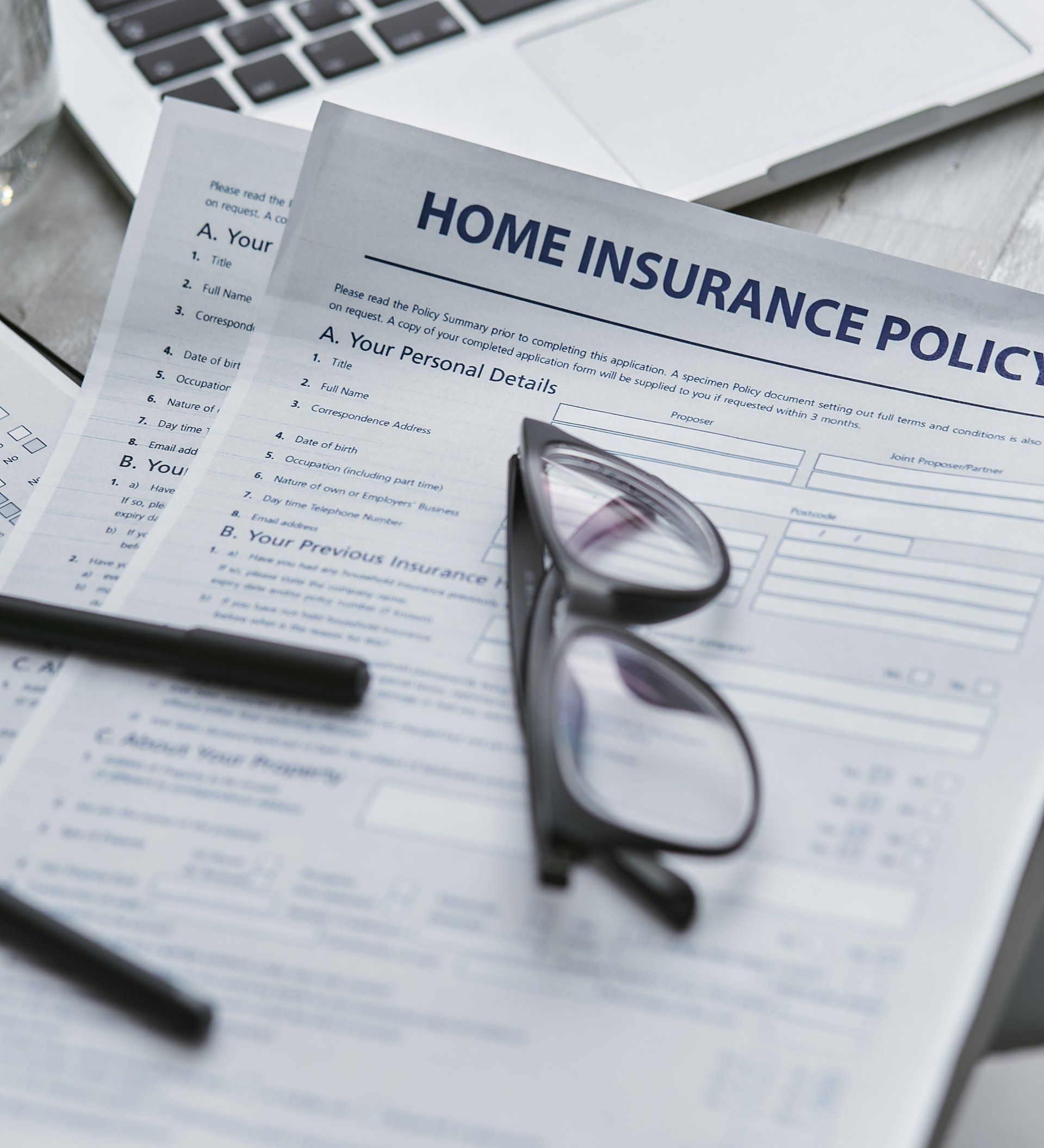 Home Insurance Policy form being filled out
