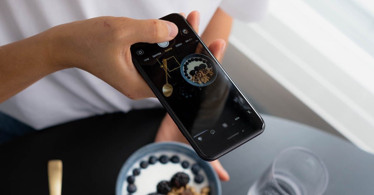 A person is taking a picture of a bowl of food with a cell phone.