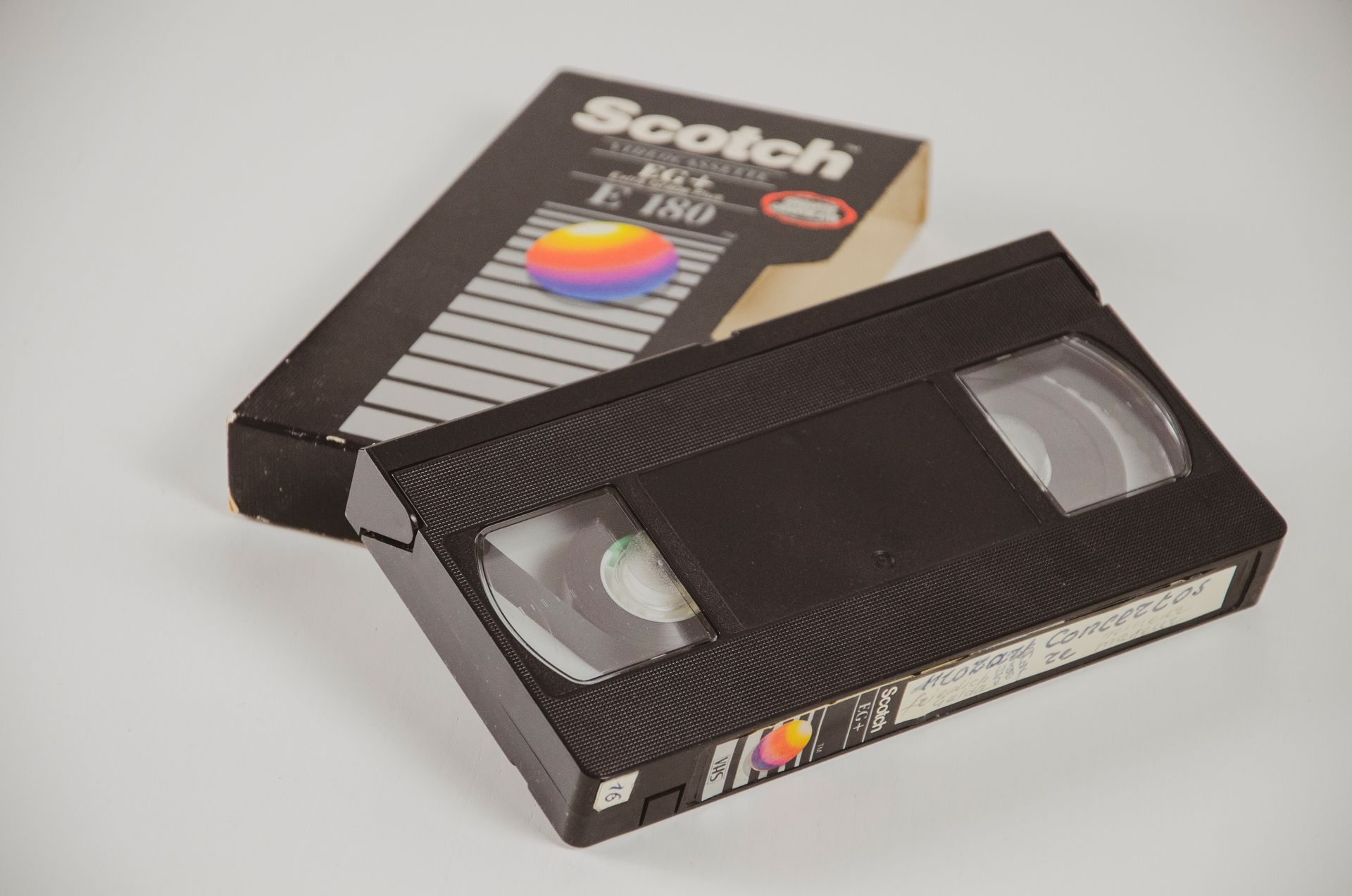 An old VHS tape with a box