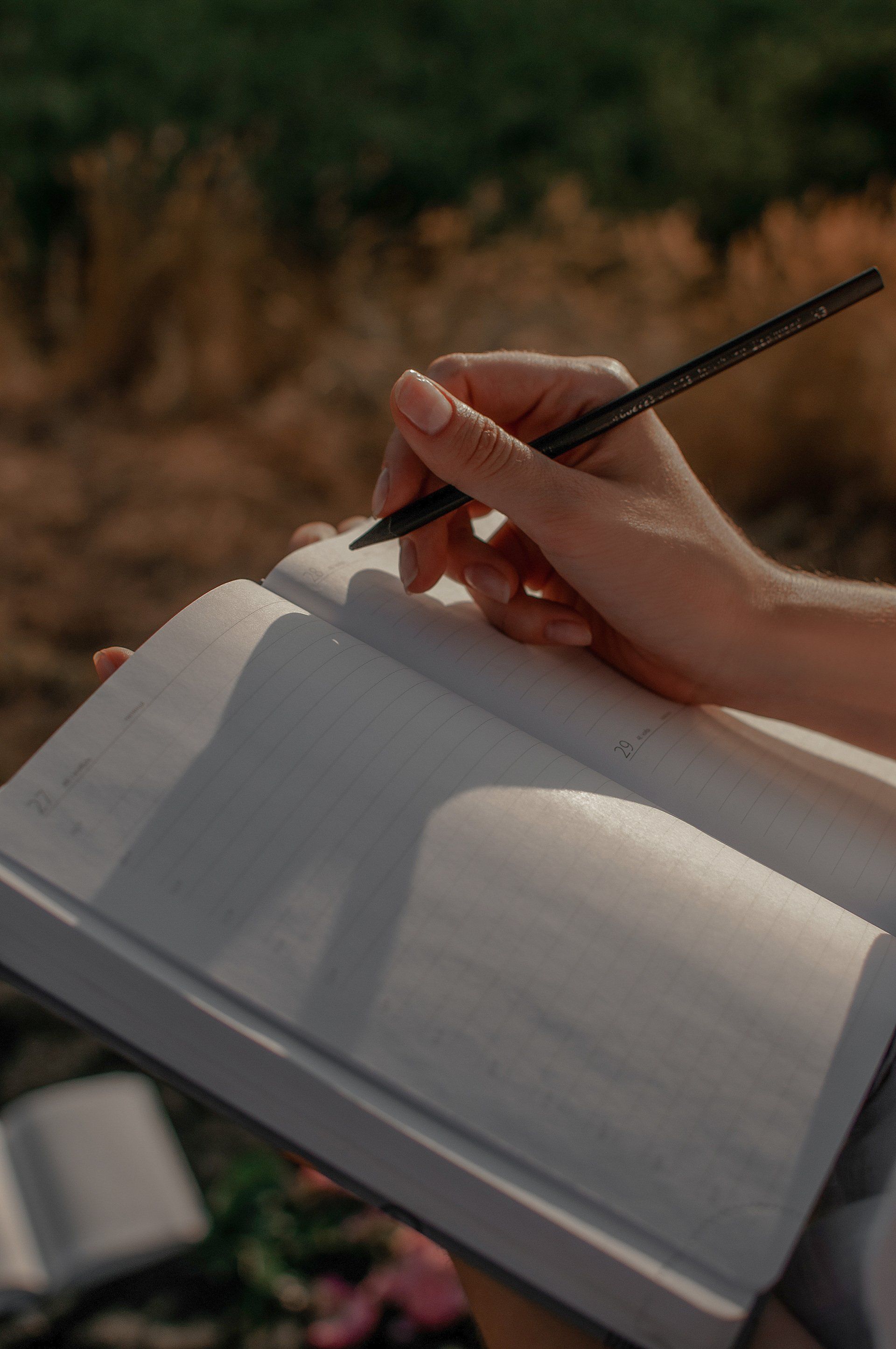 Image of someone hand writing in a journal.