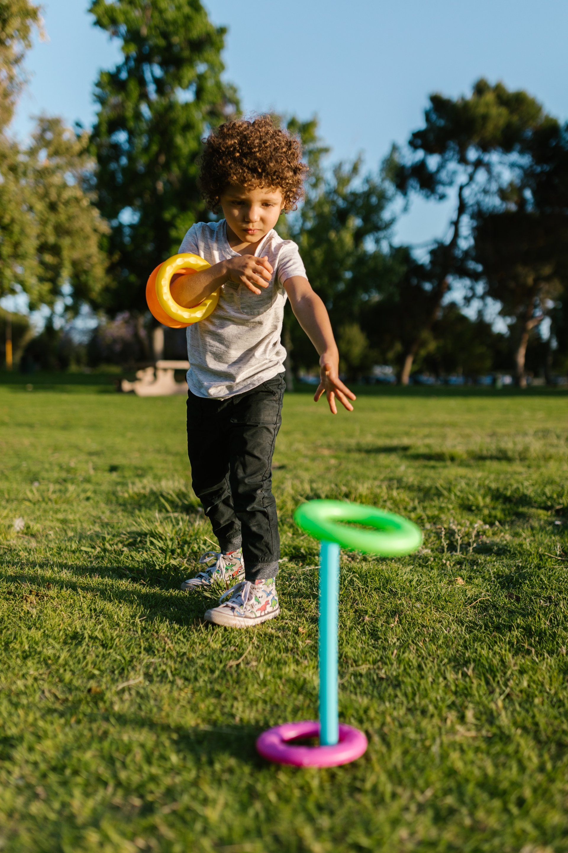 a child playing on the grass