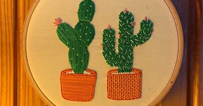 embroidered cactus