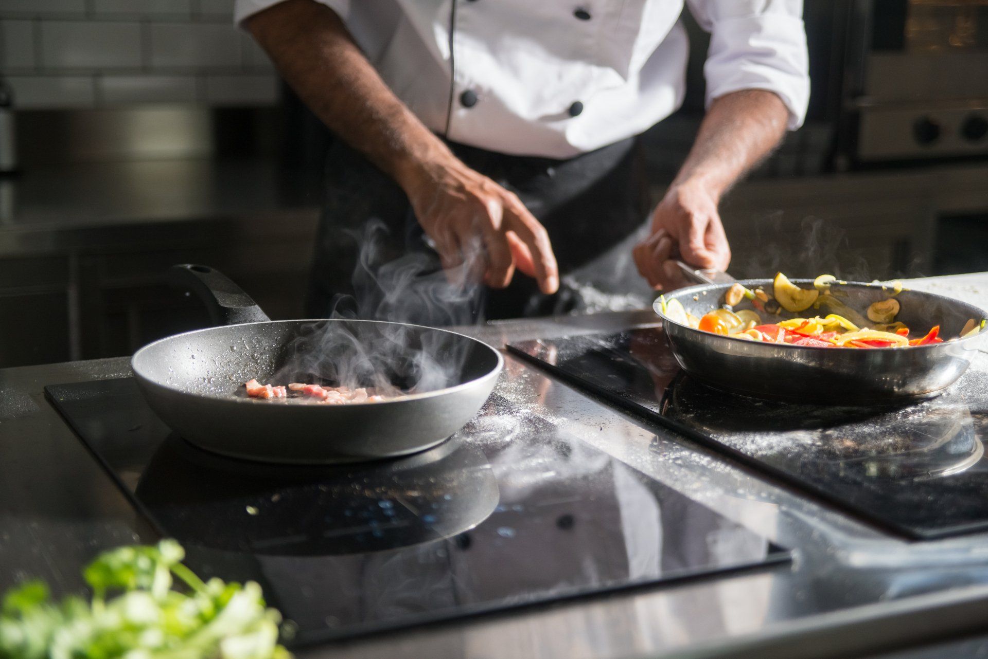 A frying pan is a flat-bottomed cooking pan used to cook food using direct heat