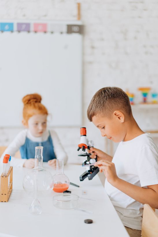 Boy with Microscope Science Fun