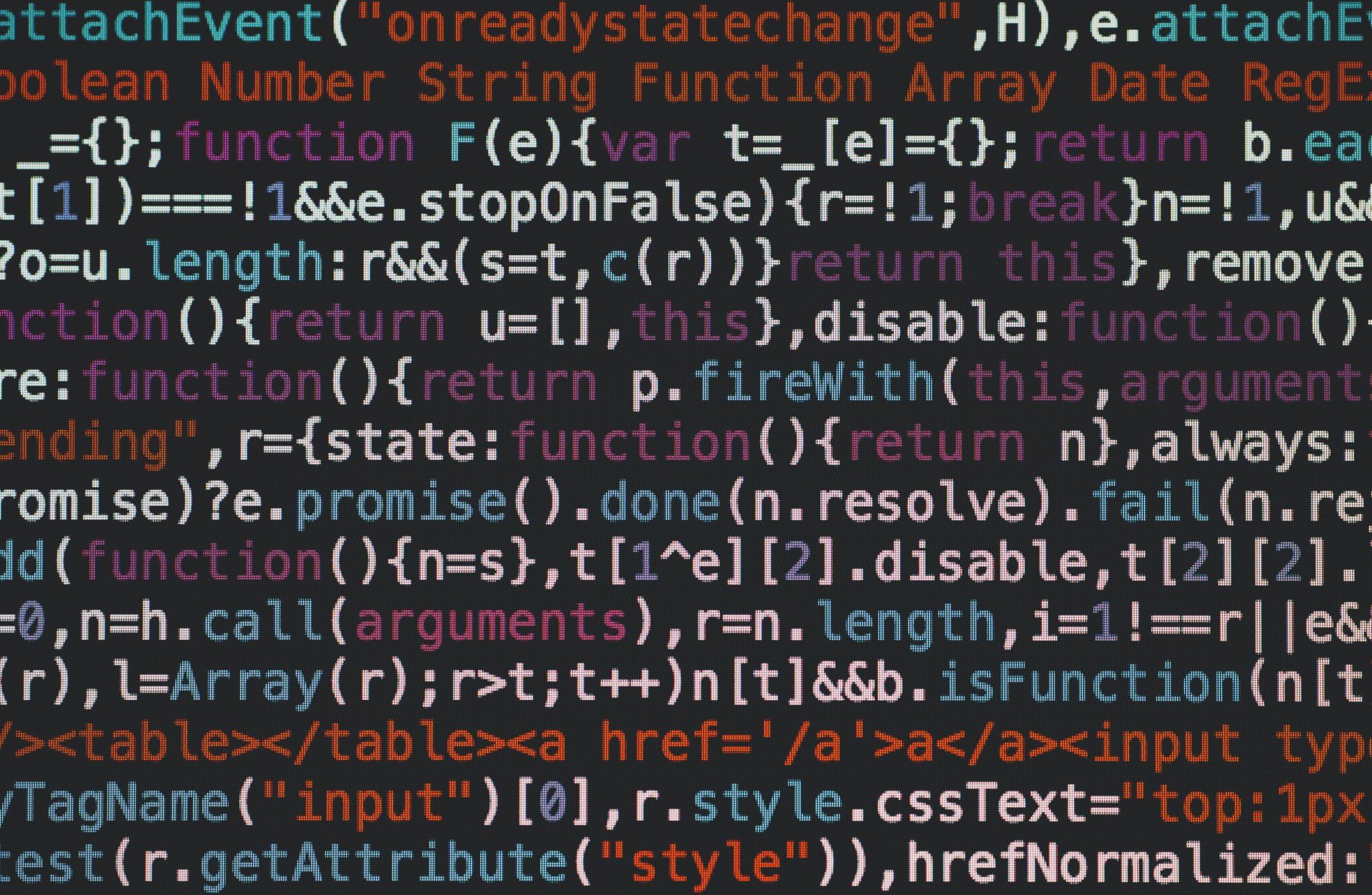 Screen full of code