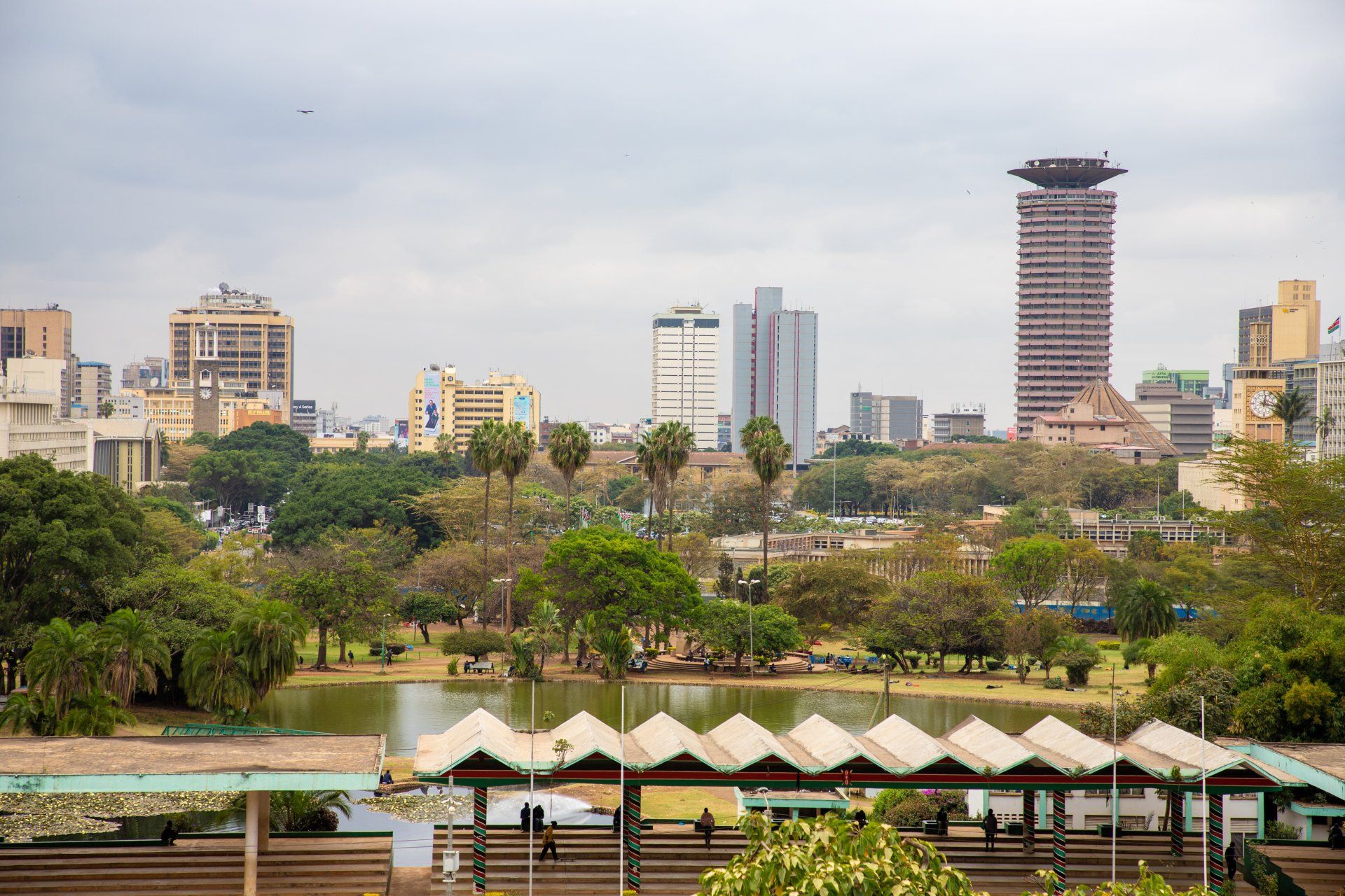 Panoramic view of Kenyatta International Convention Centre in Nairobi, Kenya.