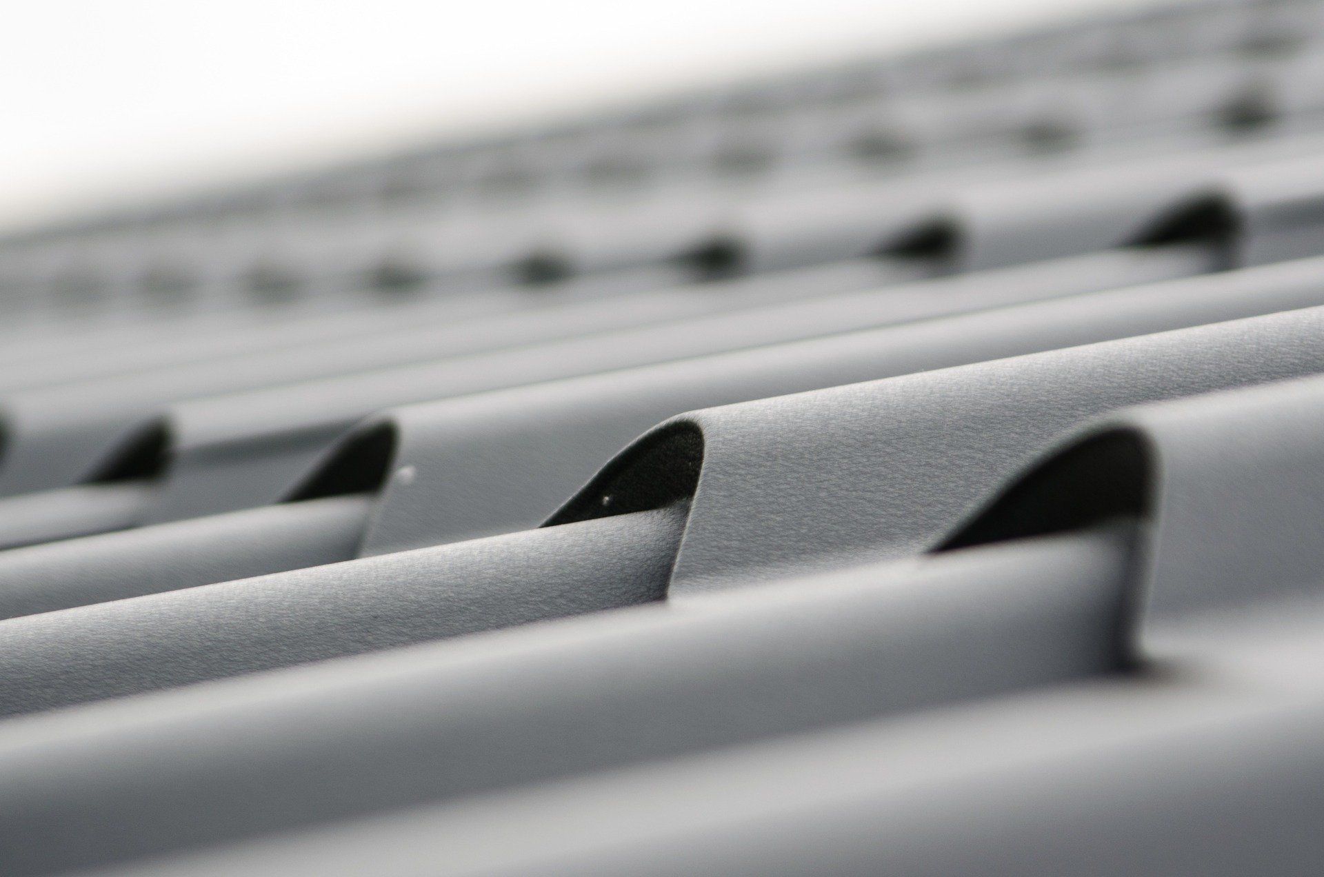 slats in gray metal roof