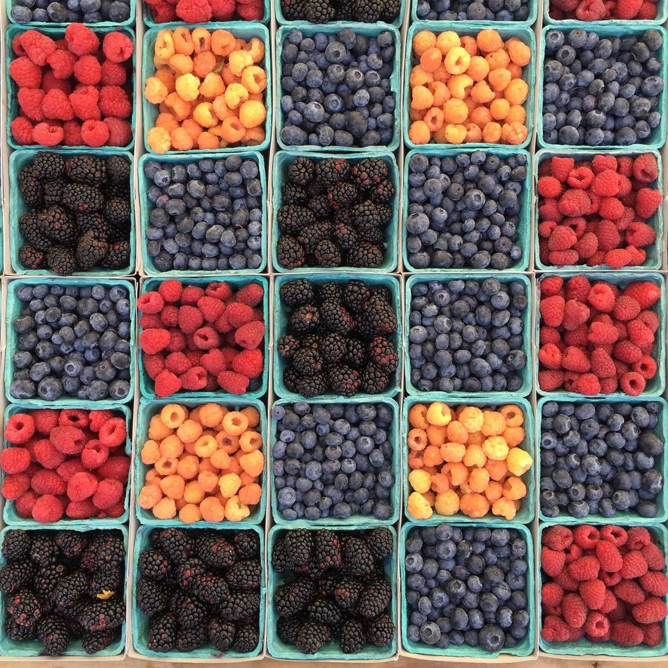 Cartons of various berries