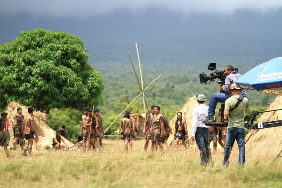 camera crew filming millennium village