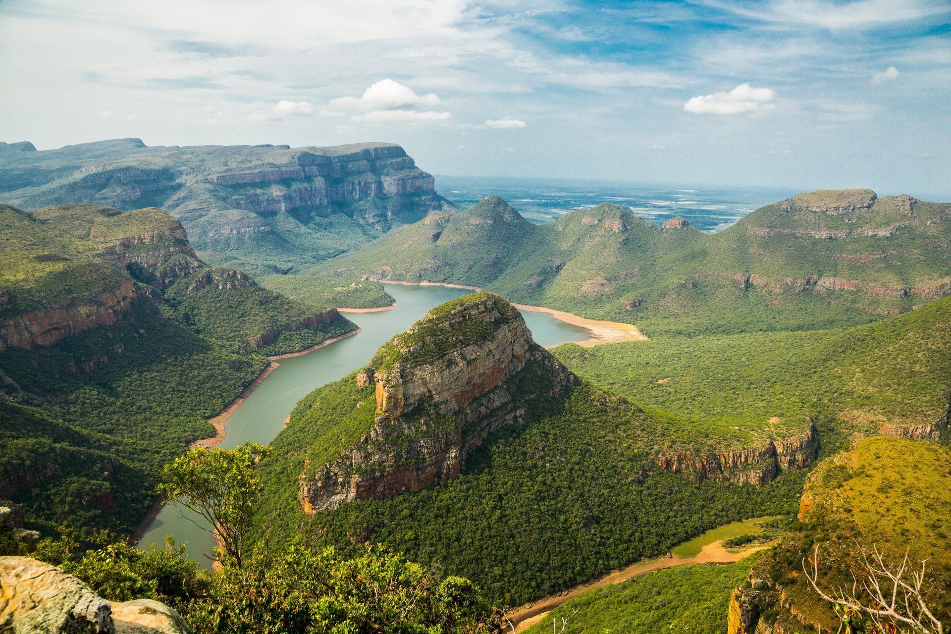 Huge green canyon and winding river in Mpumalanga South Africa