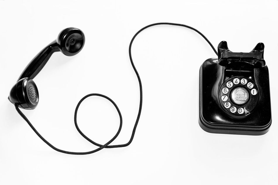 black rotary telephone