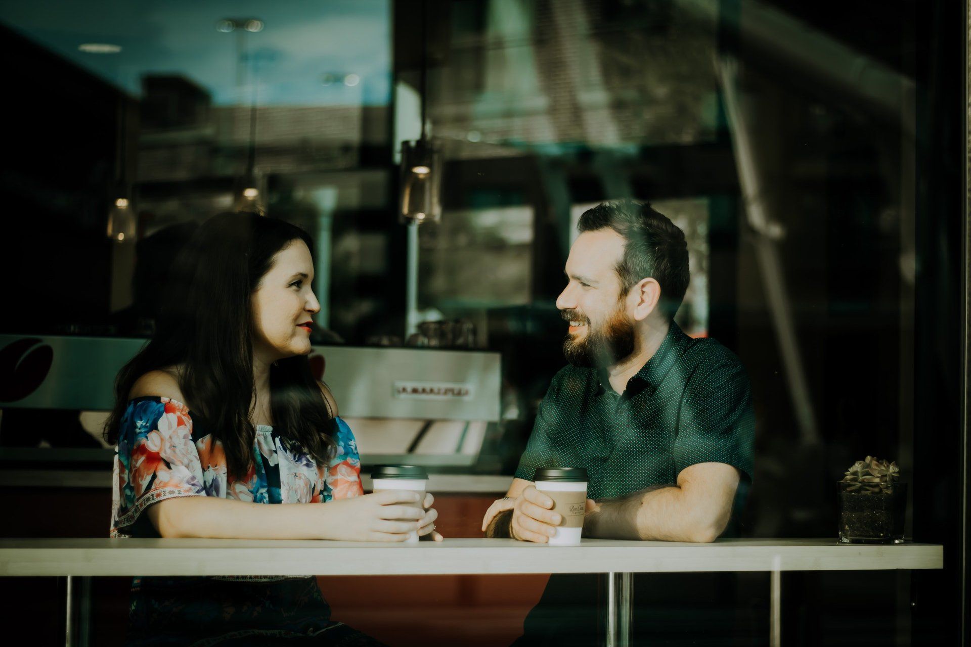 Man and woman talking