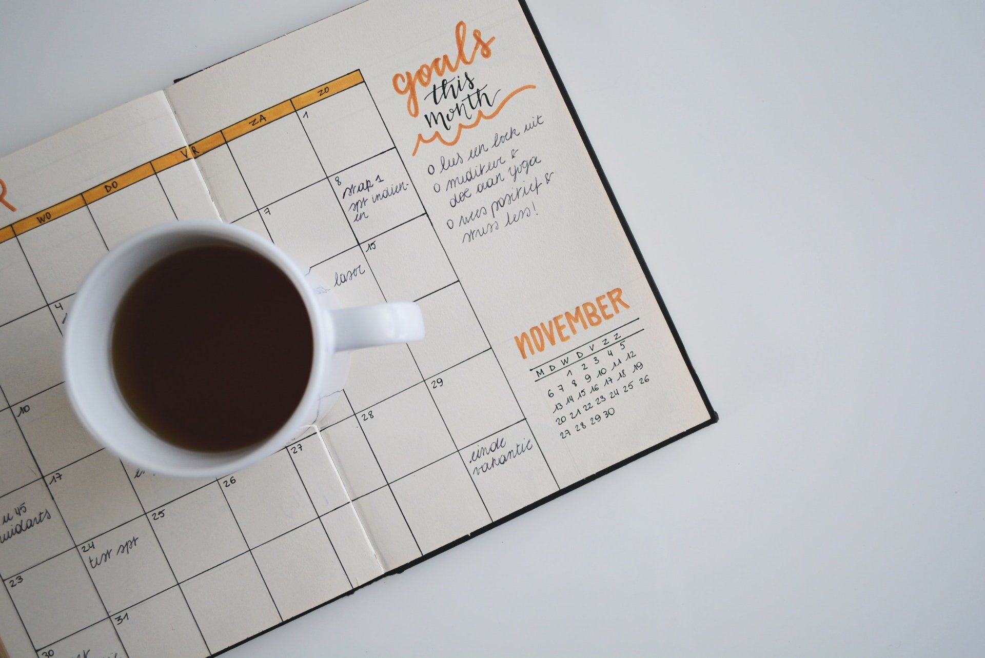 Calendar with goals