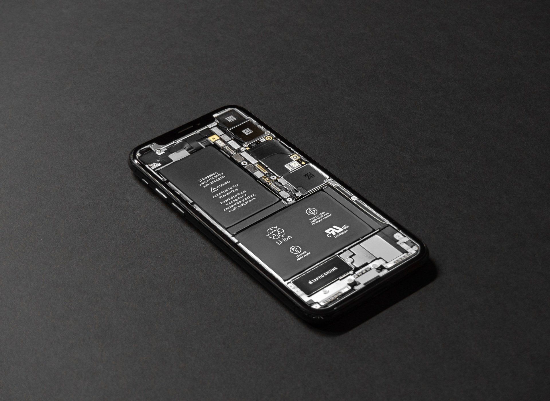 The inside of an iphone with the screen removed