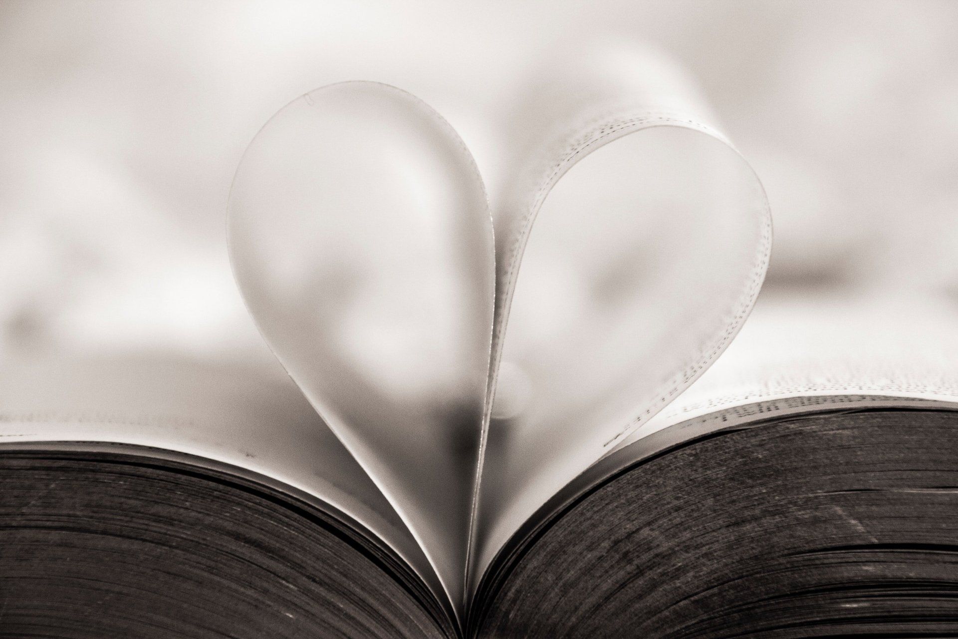 Book pages in shape of a heart