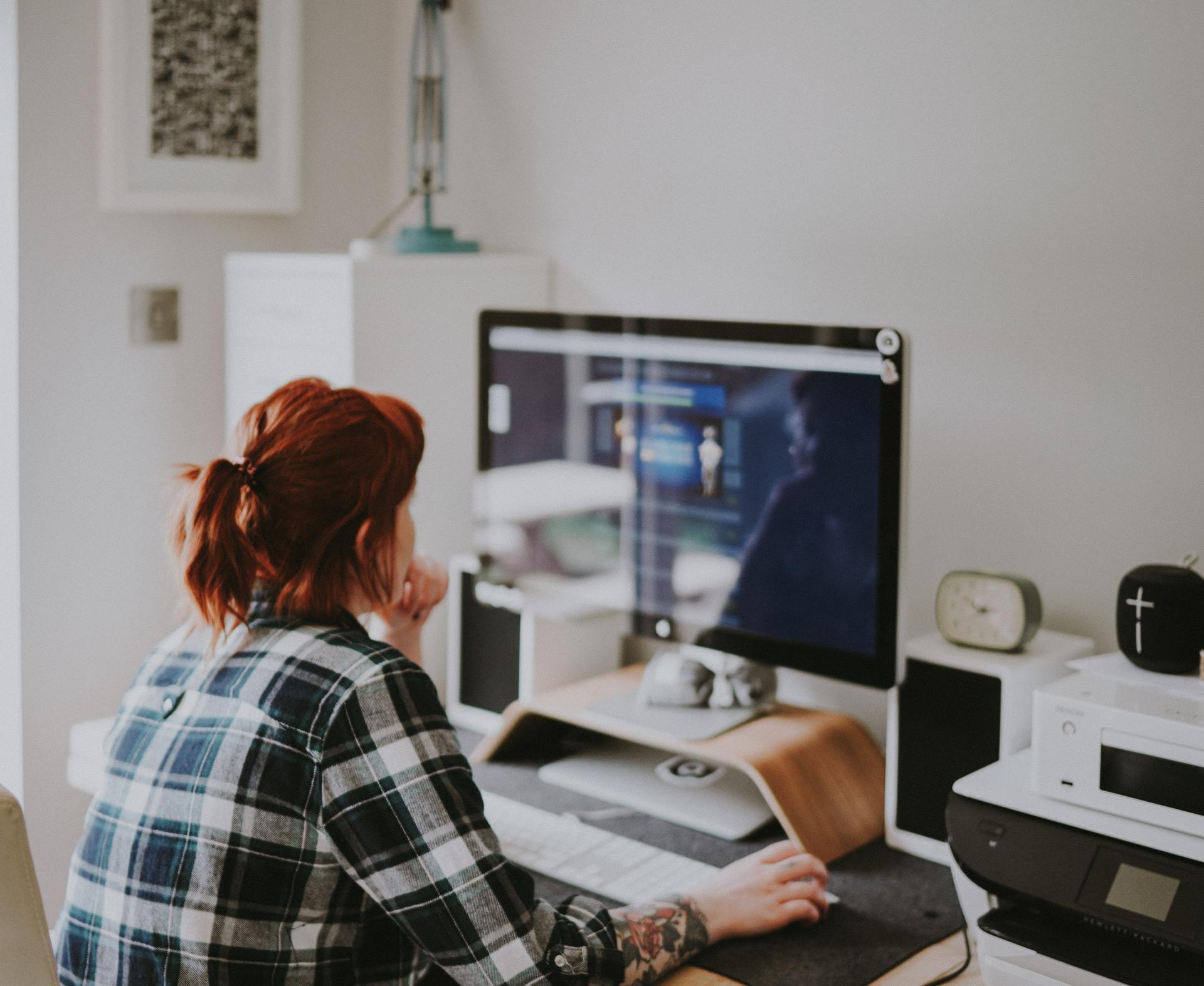 A lady working from home