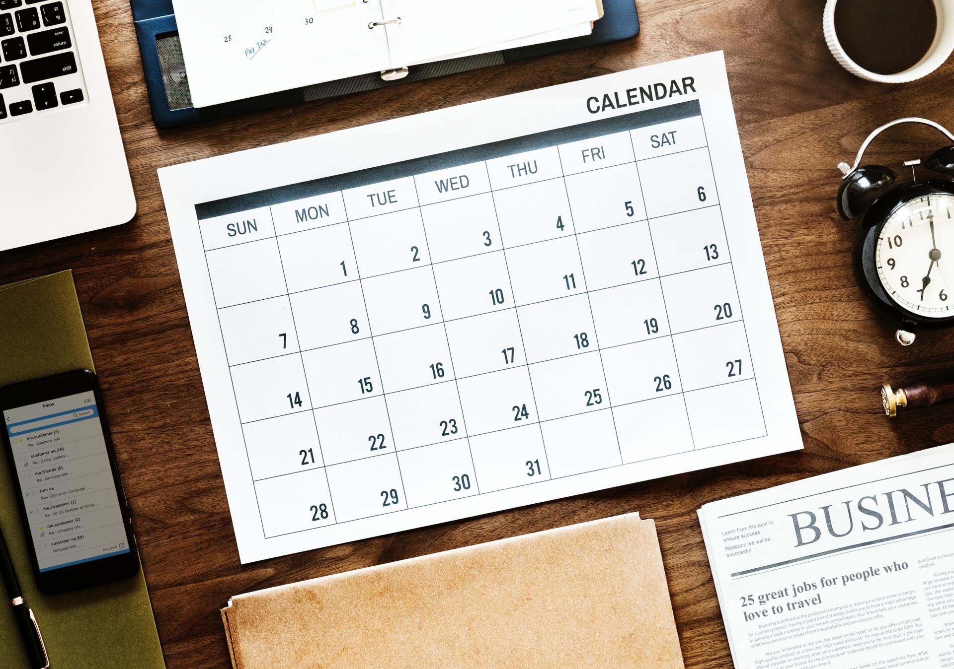 Desktop with appointment calendar