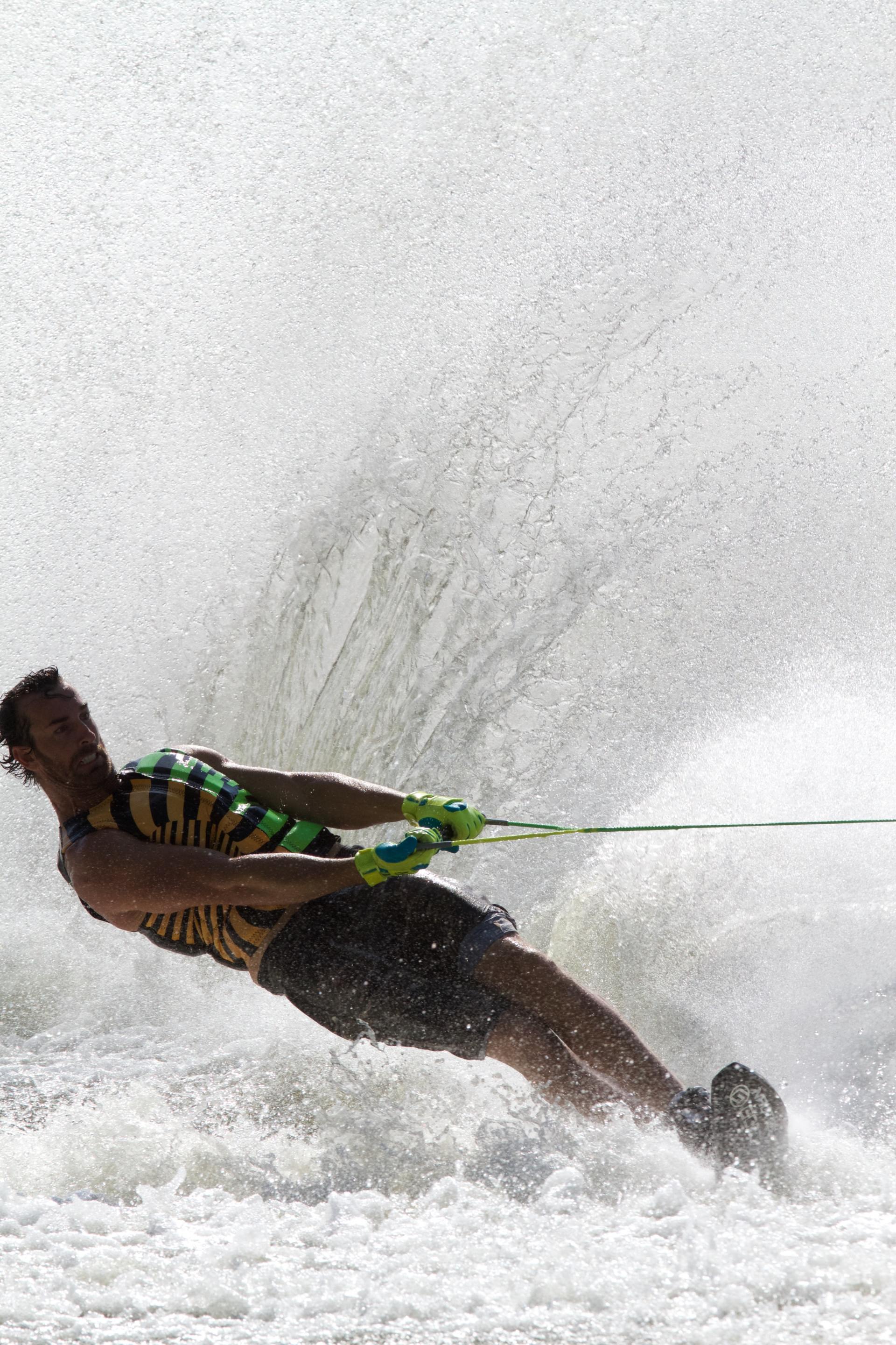 man waterskiing in Big Bear Lake