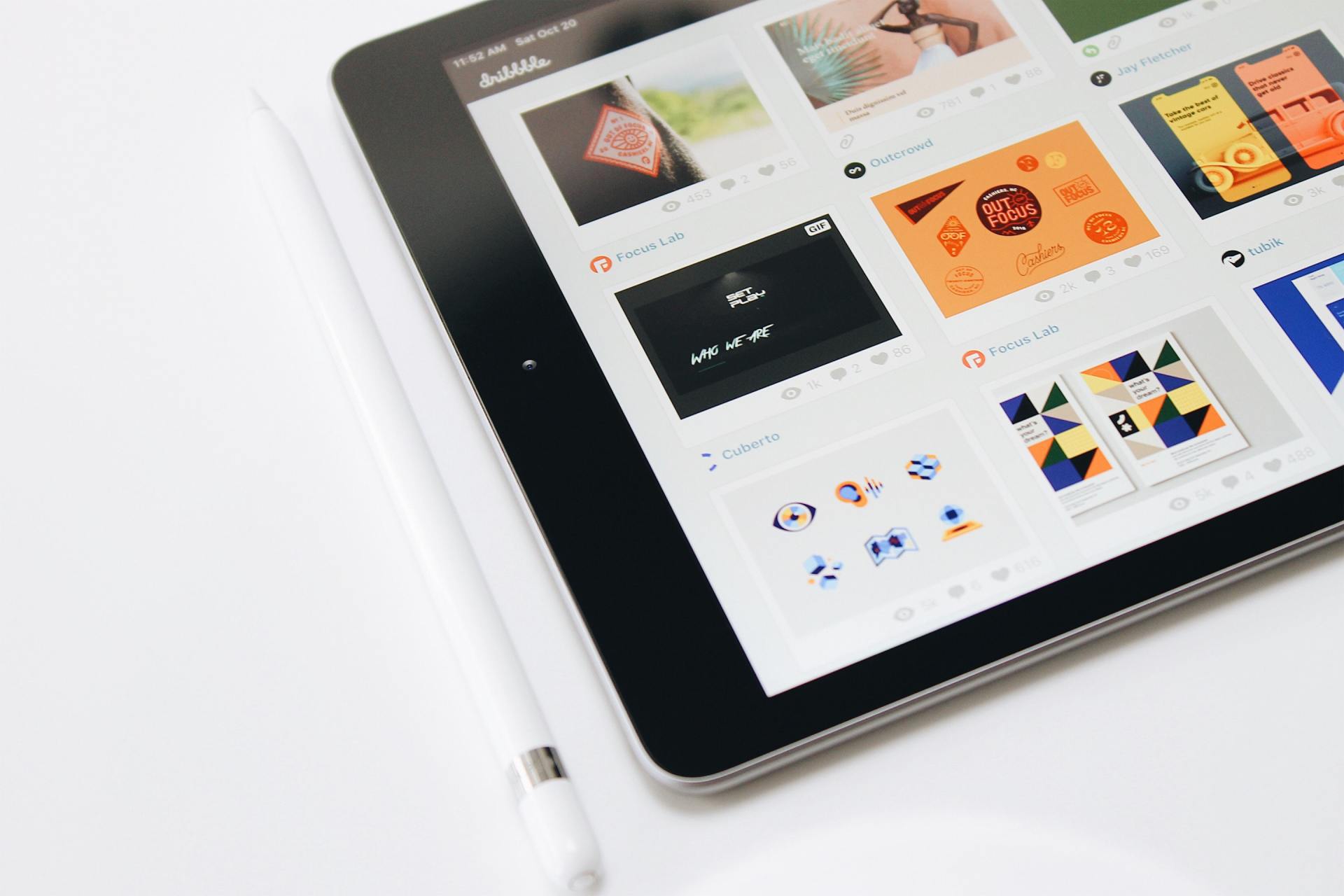 tablet with graphic design portfolio